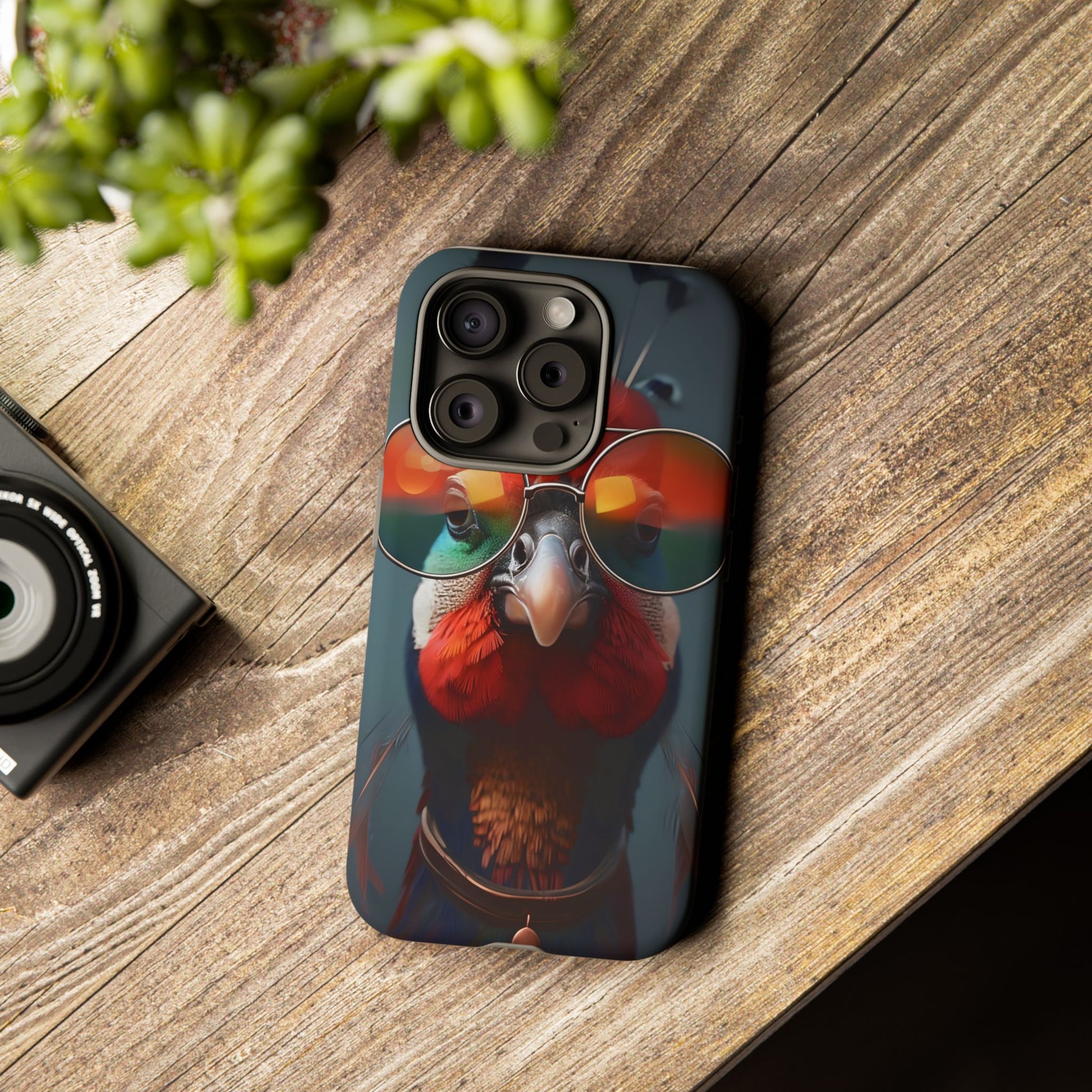 Phone Cases, Bright Exotic Bird in Cool Sunglasses, Protective Tough Cover, Tropical Animal Print, Unique Gift for Bird Lovers, Accessories