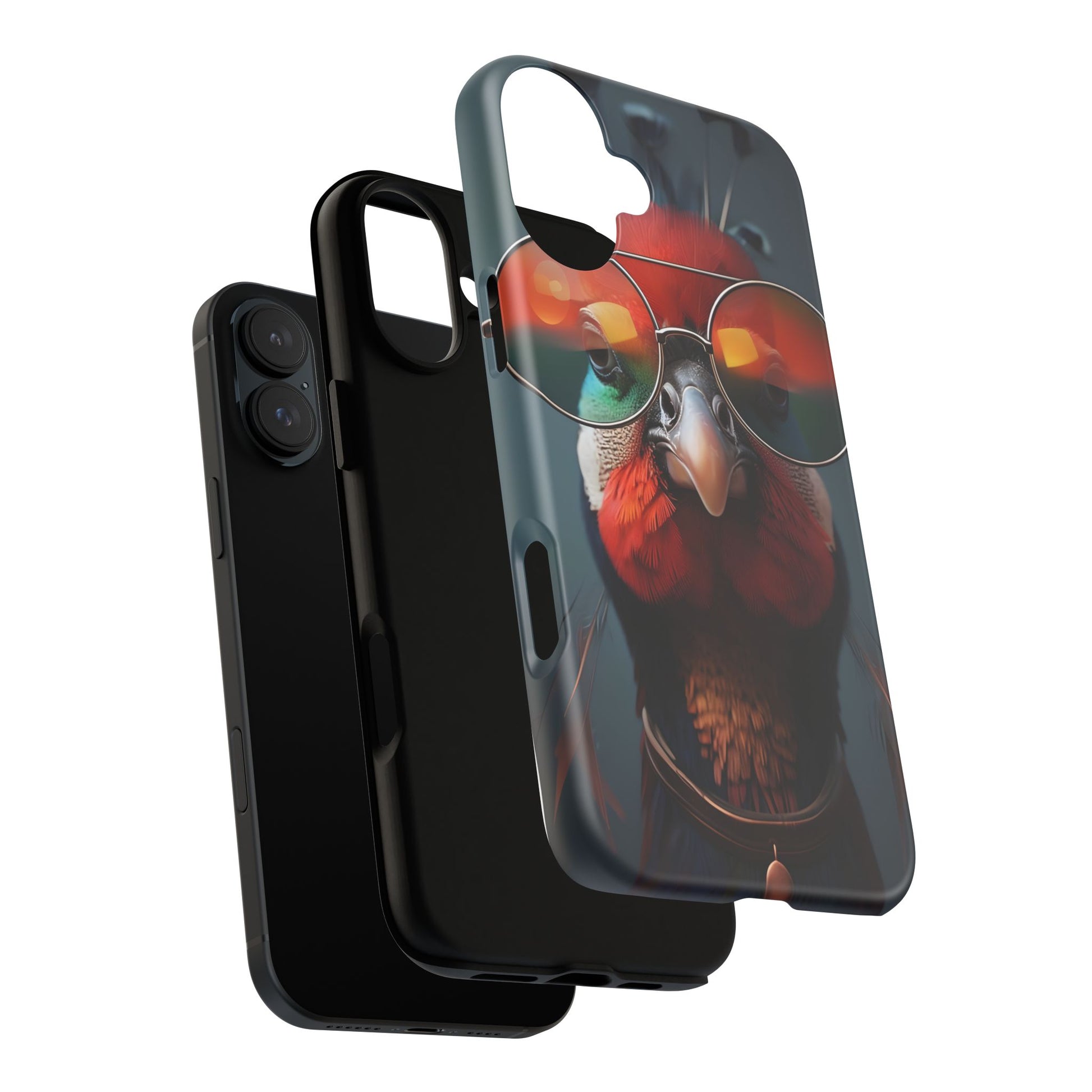 Phone Cases, Bright Exotic Bird in Cool Sunglasses, Protective Tough Cover, Tropical Animal Print, Unique Gift for Bird Lovers, Accessories