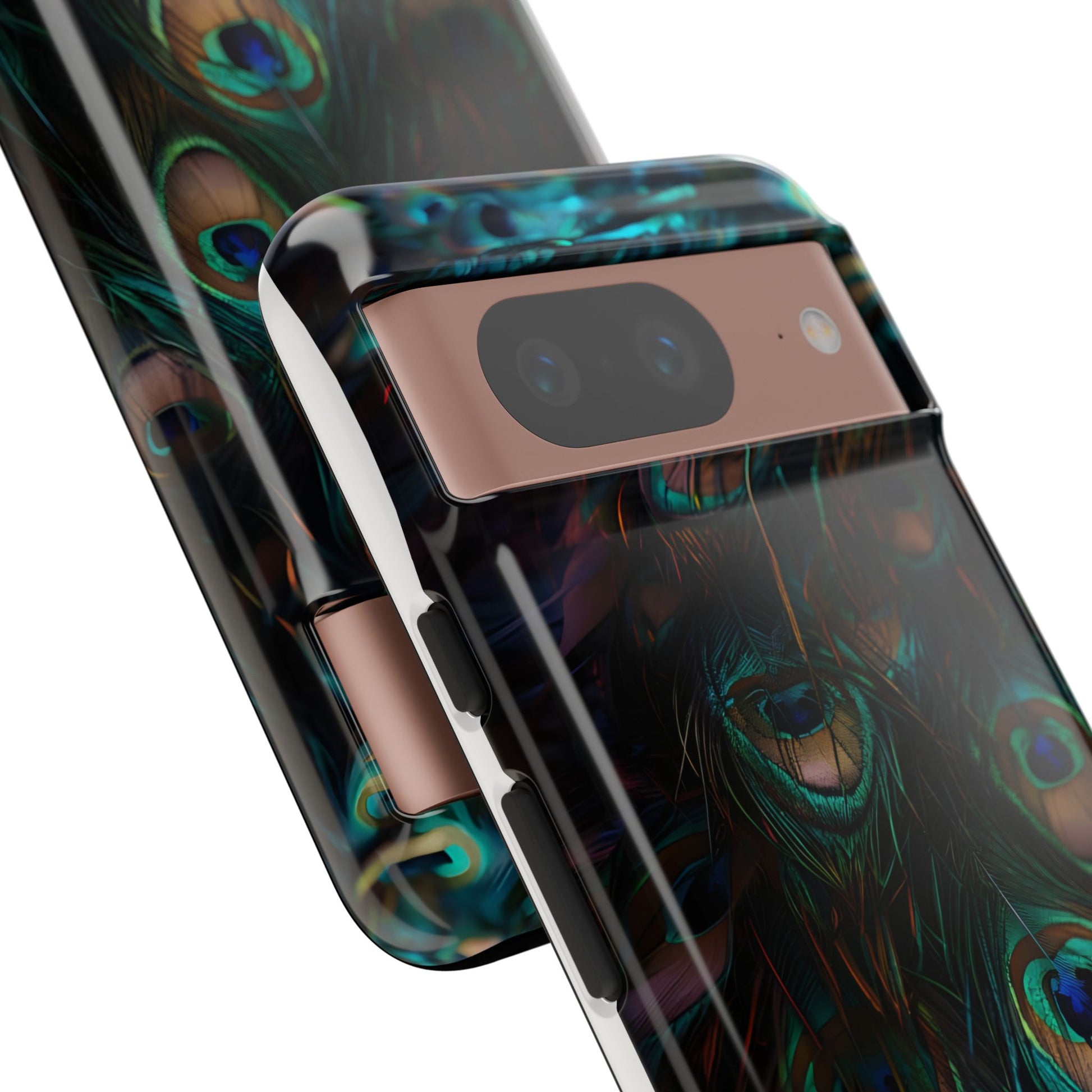 Phone Case, Close Up Peacock Feathers Design, Protective Cover, Unique Gift, Stylish Accessory, Nature Lover Gift, Feather Print Case