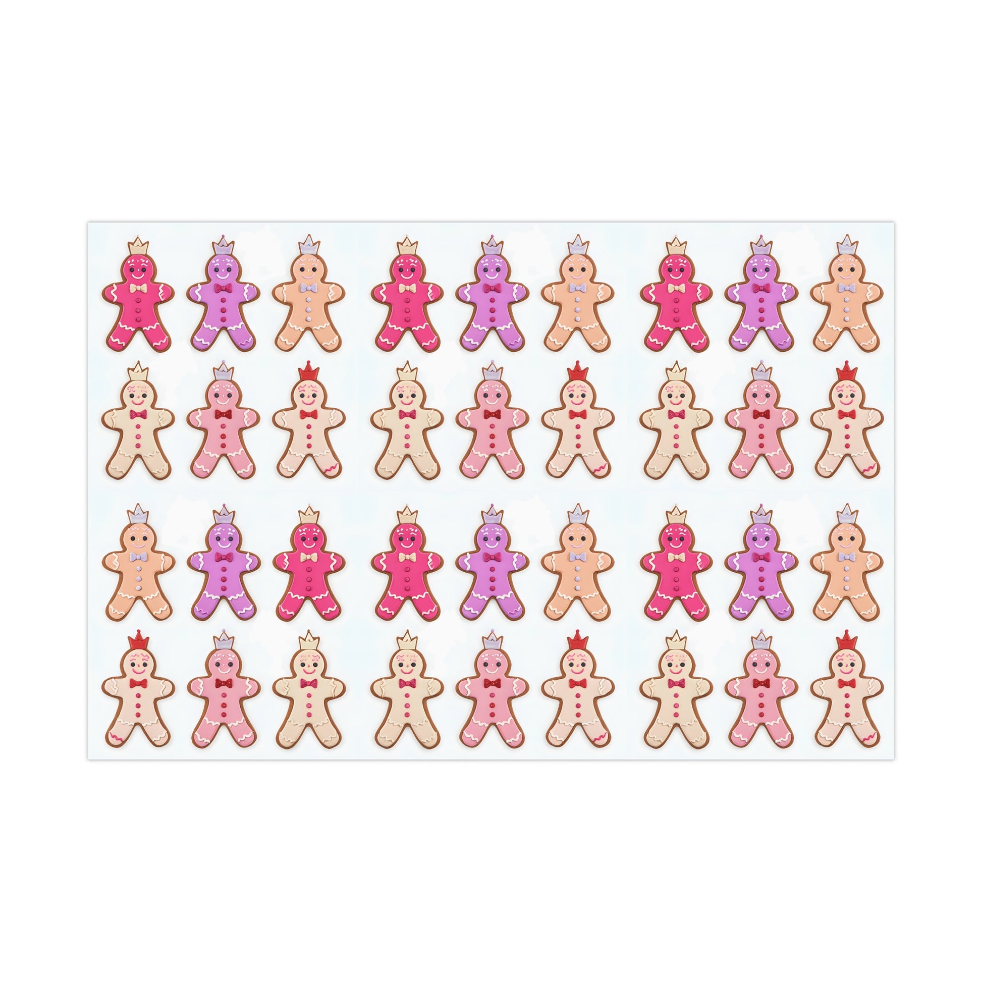 Wrapping Paper, Gingerbread Women On White Background - Gift Wrap Rolls, Eco-Friendly Gift Wrap, Holiday