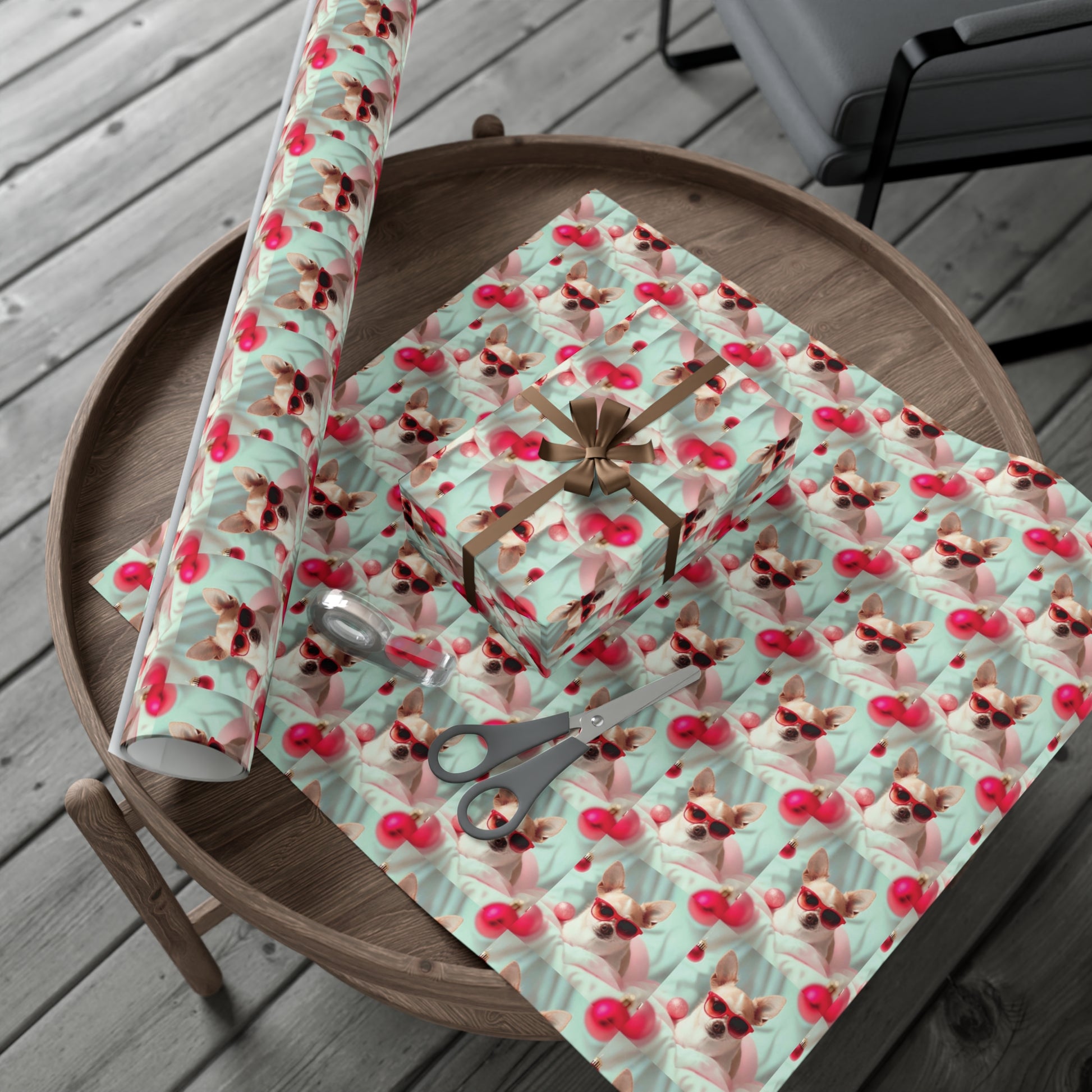 Gift Wrap Papers, Chihuahua In Sunglasses Over Soft Pastel - Wrapping Sheets, Cute Dog Lover Gift, Animal Print, Pet Owner Supplies, Pastel