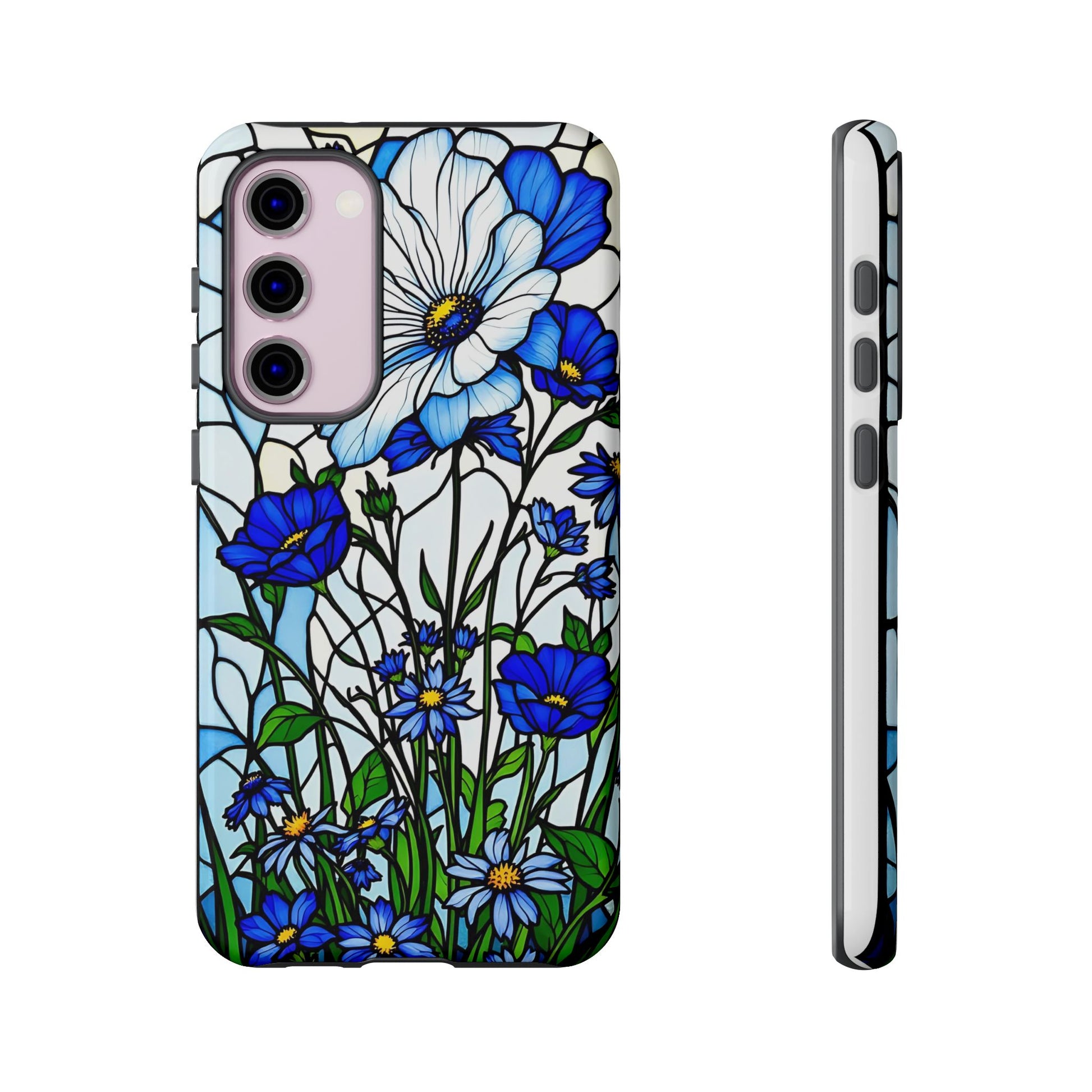 Botanical Stained Glass Tough Case - Floral Phone Cover, Protective Phone Case, Flower Pattern Phone Shell, Nature Inspired Smartphone Case,