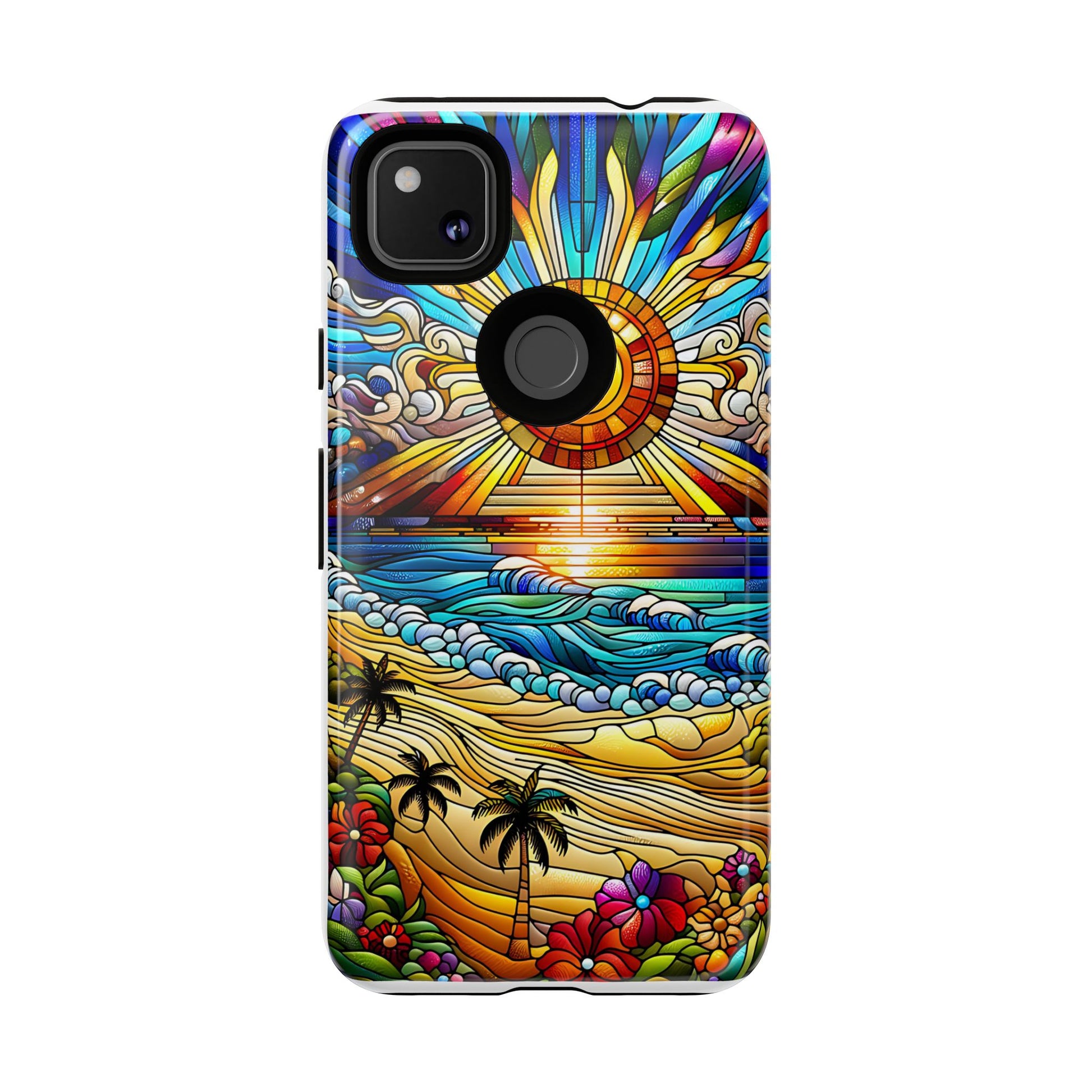 Stained Glass Tough Cases, Protective Phone Case, Nature Inspired Smartphone Cover, Beach Day Summer Accessories, Ocean Lover Gift