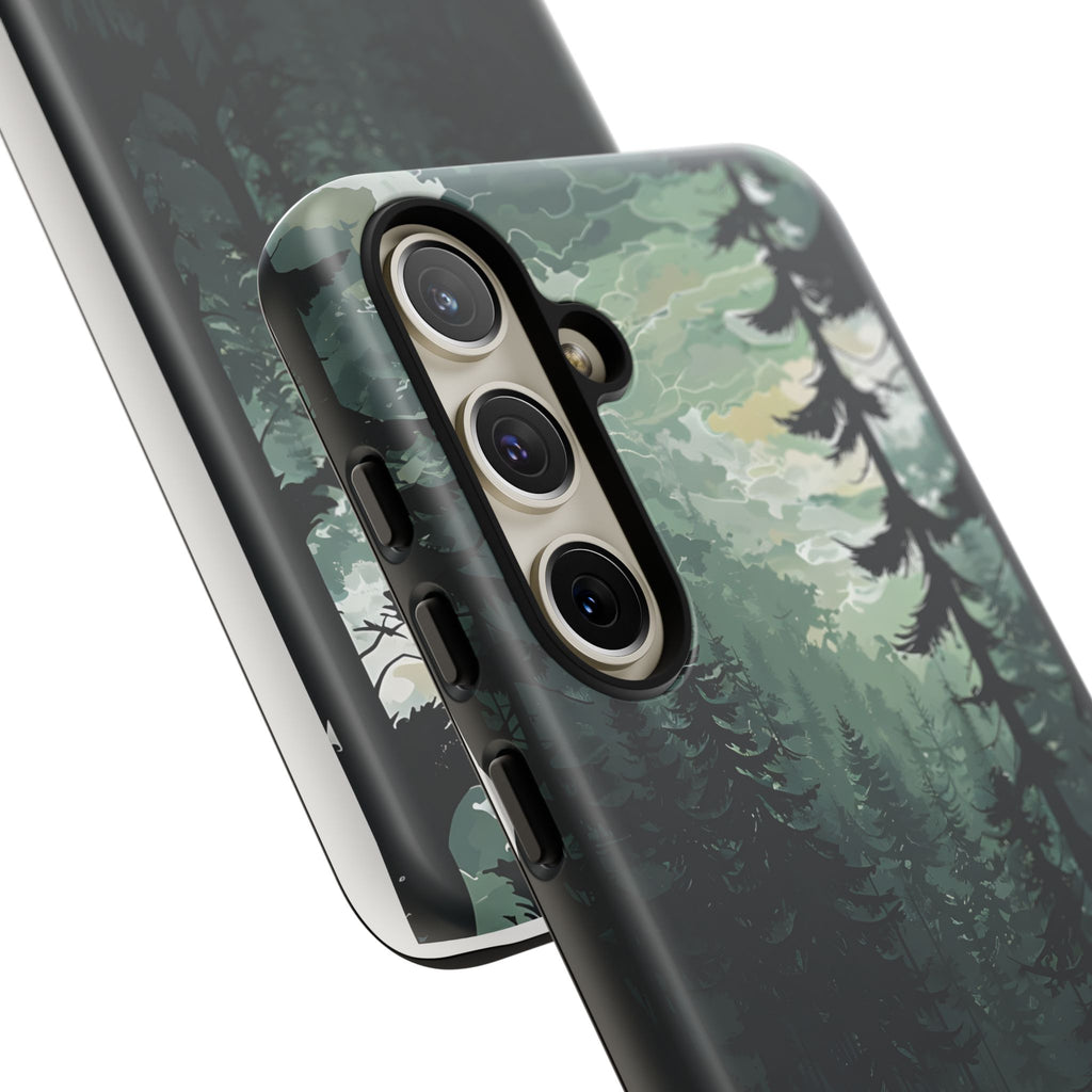Phone Case, Serene Forest Landscape Digital Illustration Phone Case Cover, Tough Protective Cover, Unique Gift, Trendy