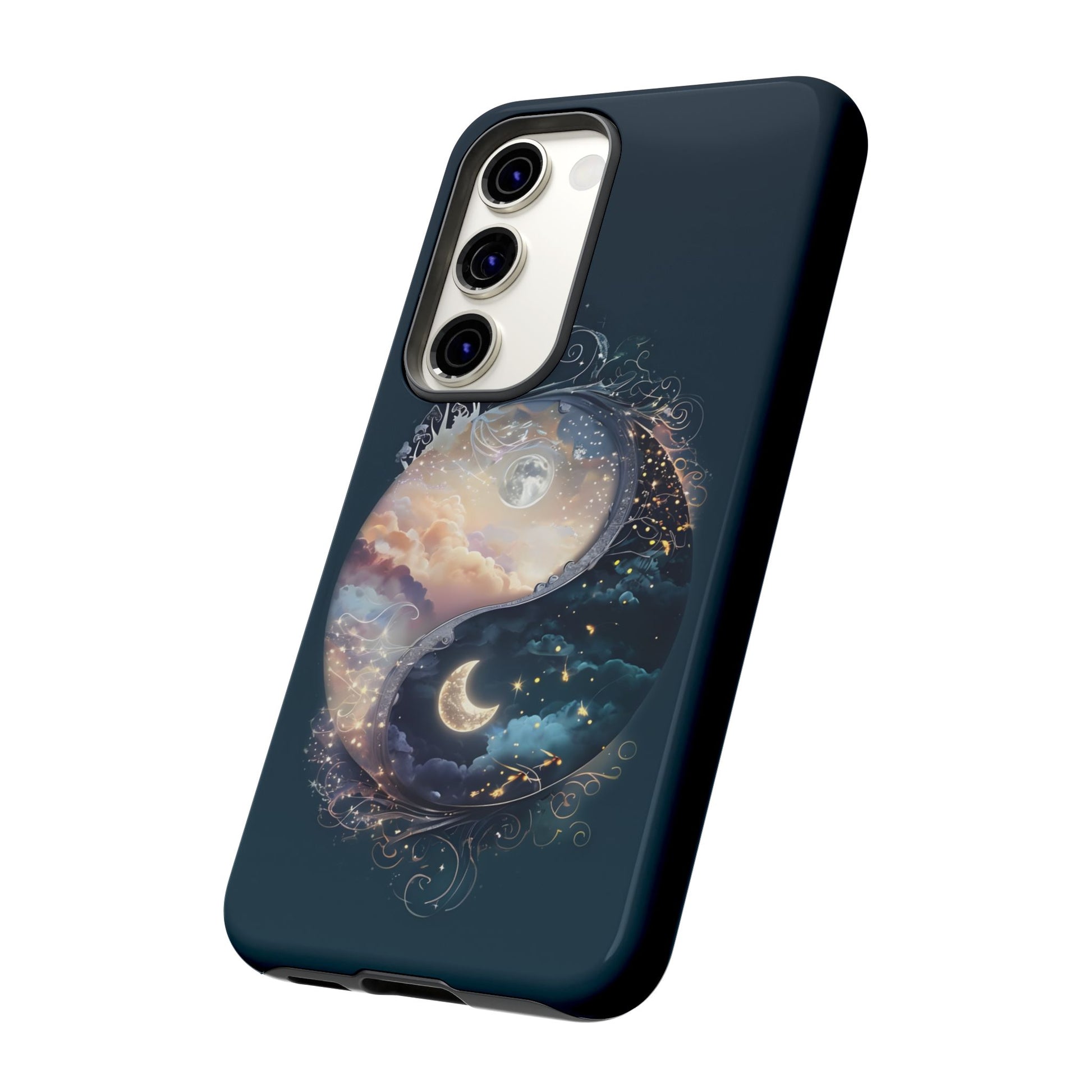 Phone Case, Yin-Yang Symbol Design, Whimsical Day Night Fantasy Print, Protective Cover, Tough Skin, Phone Accessories, Phone Protection