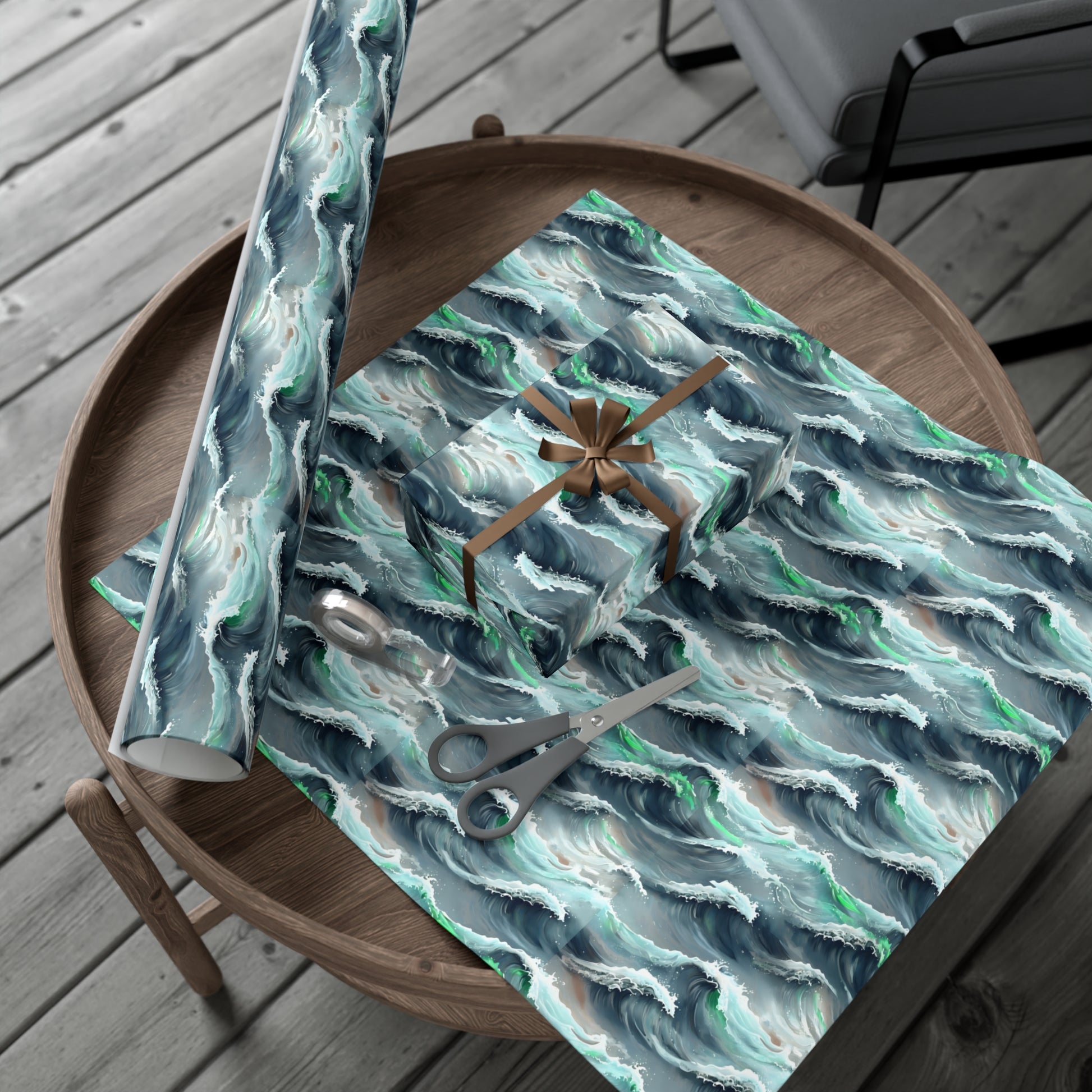 Ocean Waves Gift Wrap, Anime Design, Wrapping Paper Roll, Japanese Inspired Pattern, Gift Wrap Sheets, Birthday Party Supplies