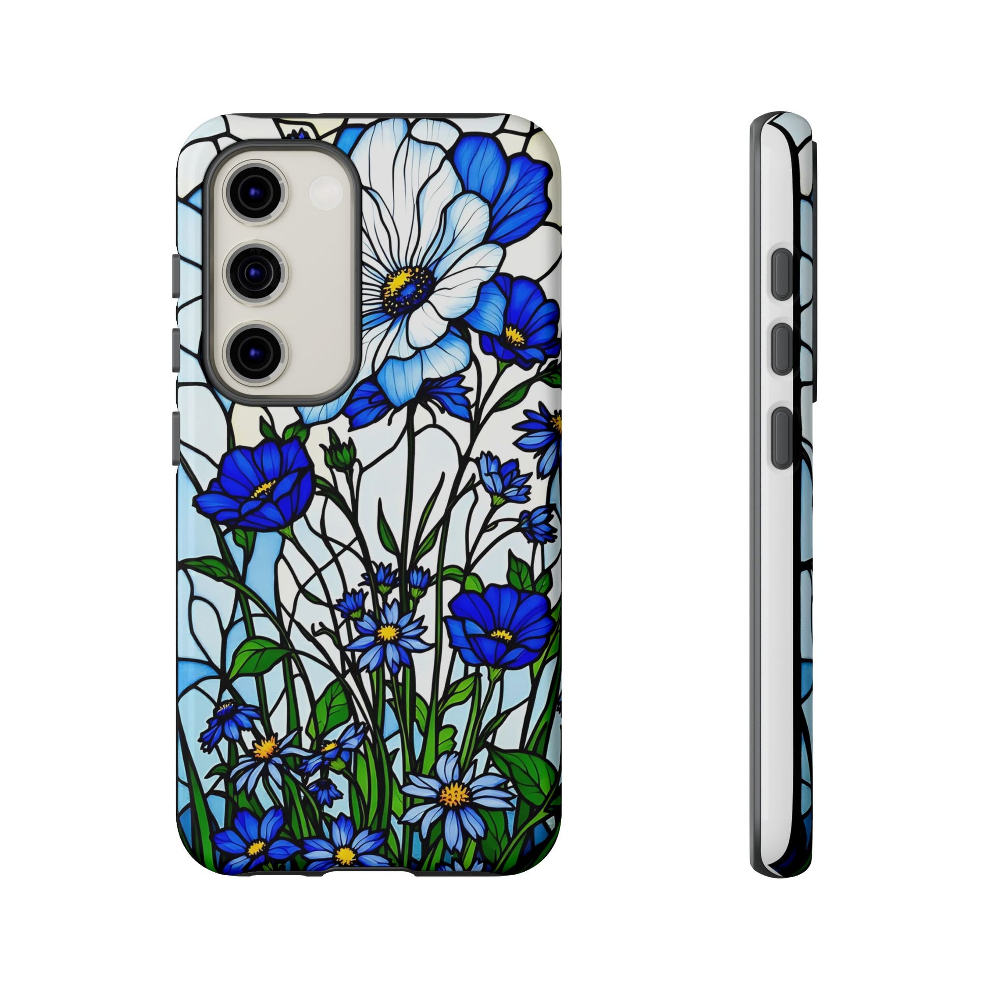 Botanical Stained Glass Tough Case - Floral Phone Cover, Protective Phone Case, Flower Pattern Phone Shell, Nature Inspired Smartphone Case,