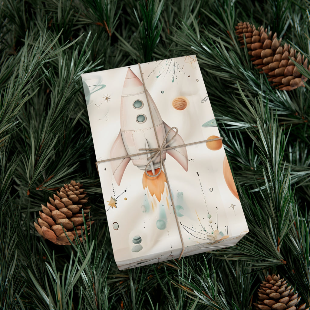 Gift Wrap Papers, Retro Futuristic Pattern, Whimsical Elements, Holiday Gift Wrap, Decorative Wrapping Paper, Gift Packaging Supplies