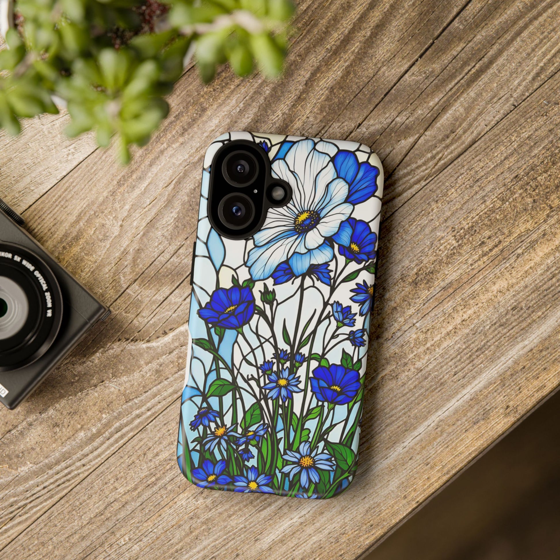 Botanical Stained Glass Tough Case - Floral Phone Cover, Protective Phone Case, Flower Pattern Phone Shell, Nature Inspired Smartphone Case,