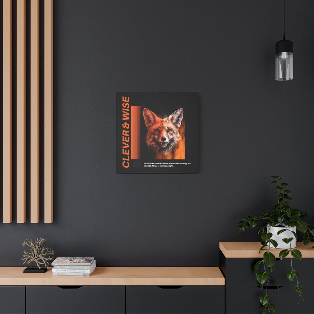 Fox Canvas Art, Inspirational & Wise Wall Decor, Nature Gift, Wildlife, Abstract Animal Artwork, Clever Motivational Matte Canvas