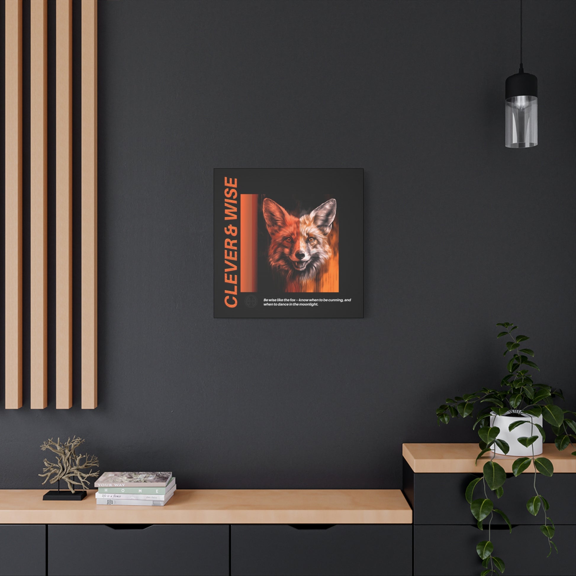 Fox Canvas Art, Inspirational & Wise Wall Decor, Nature Gift, Wildlife, Abstract Animal Artwork, Clever Motivational Matte Canvas
