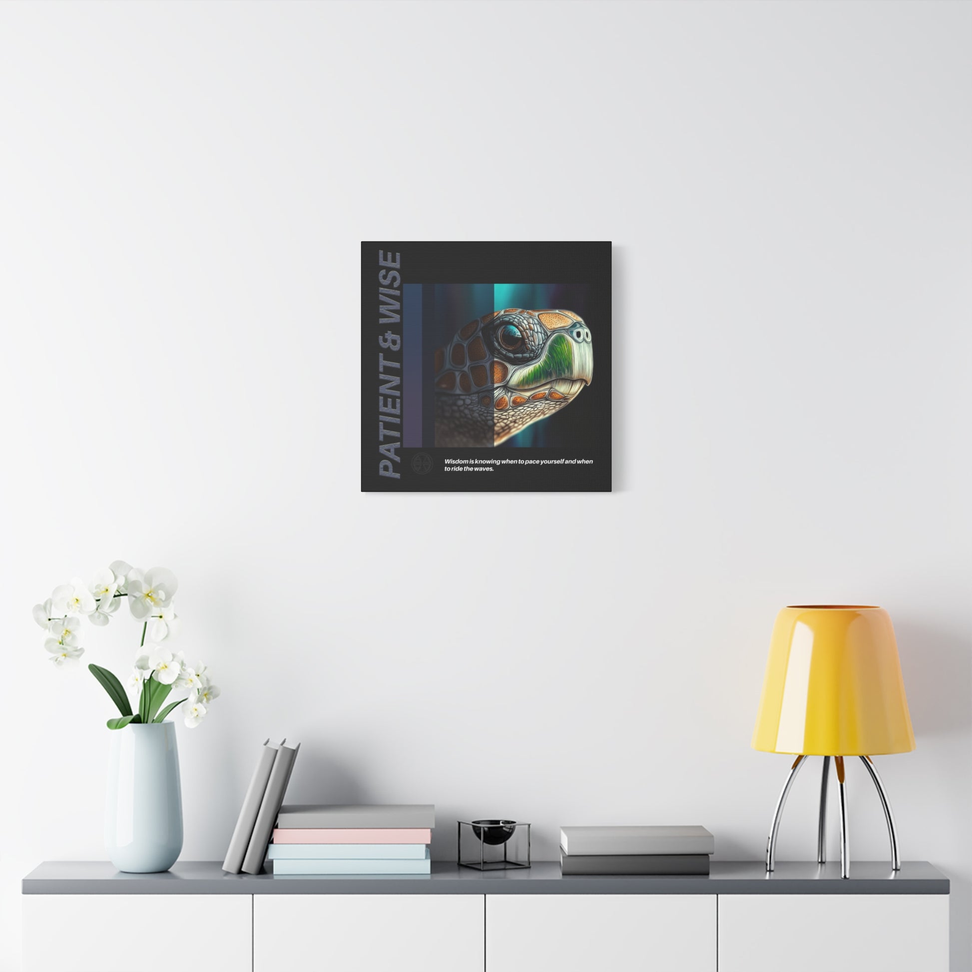 Canvas Art, Inspirational Turtle Wall Decor, Motivational Home Decor, Nature Gift, Abstract Animal Artwork, Wildlife, Patient & Wise