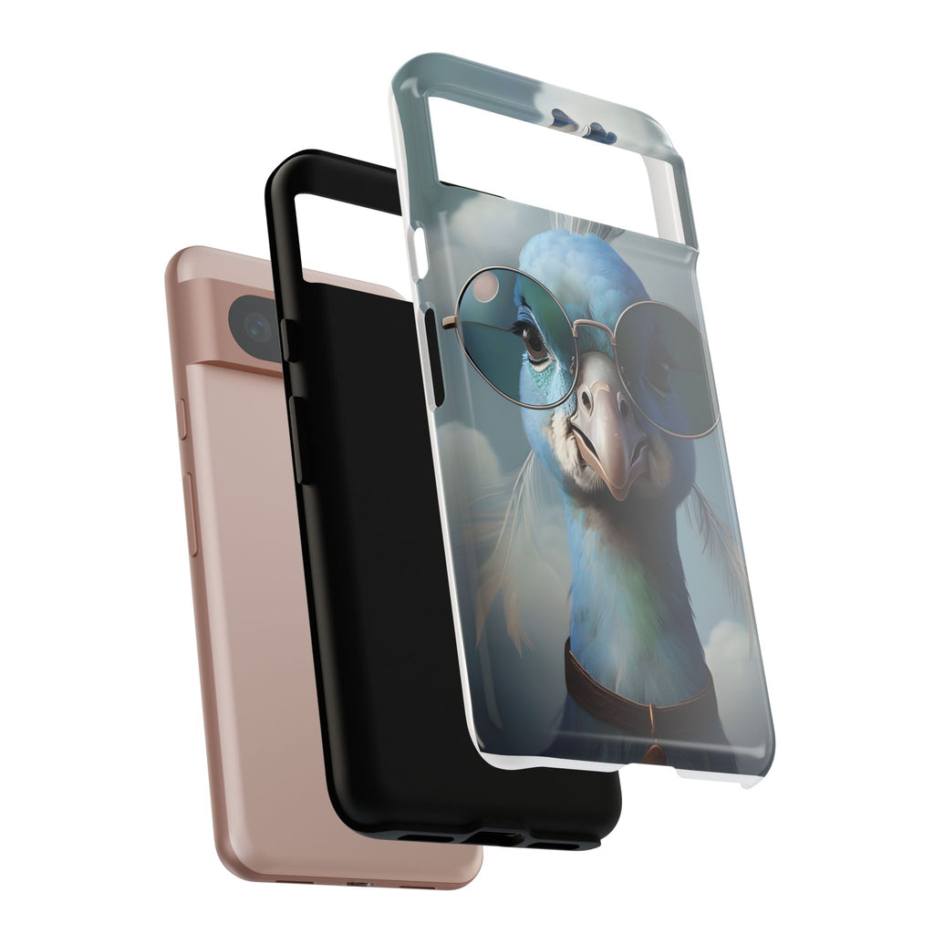 Phone Case, Glamorous Peacock Wearing Sunglasses - Protective Cover, Unique Gift, Trendy Accessories, Animal Lover, Fashionable Mobile Shell