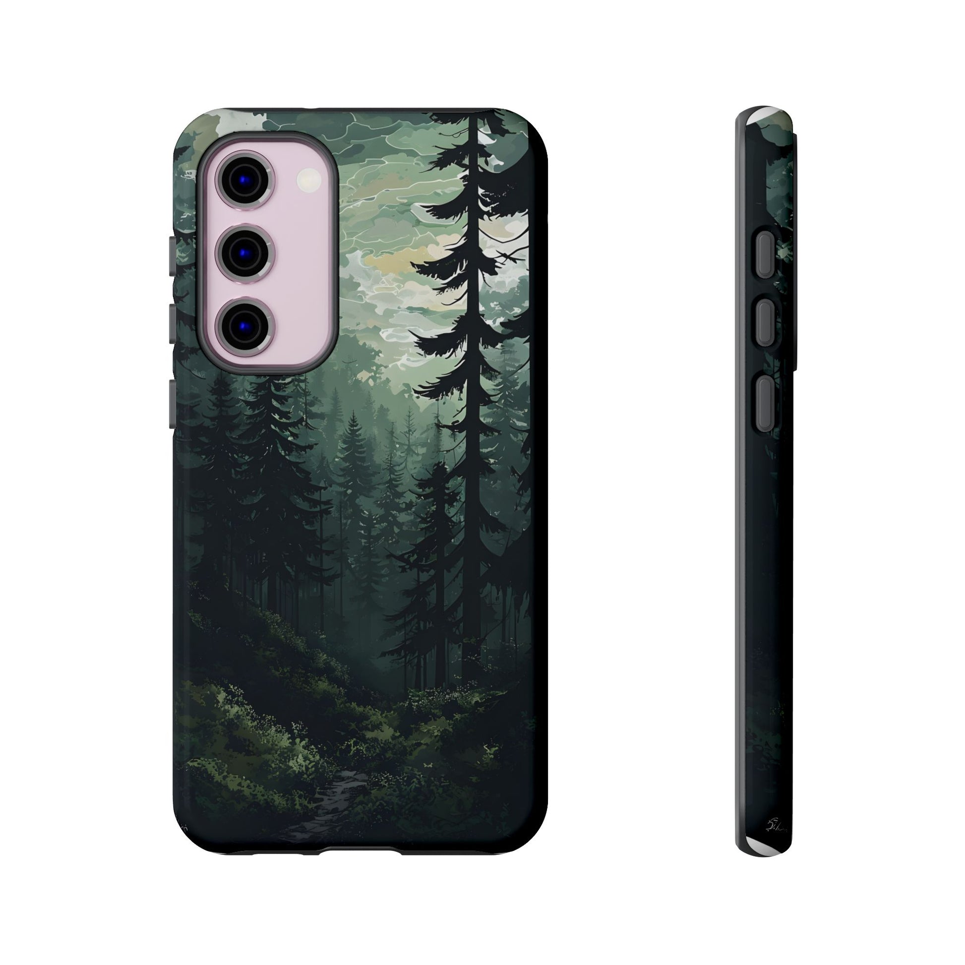 Phone Case, Serene Forest Landscape Digital Illustration Phone Case Cover, Tough Protective Cover, Unique Gift, Trendy