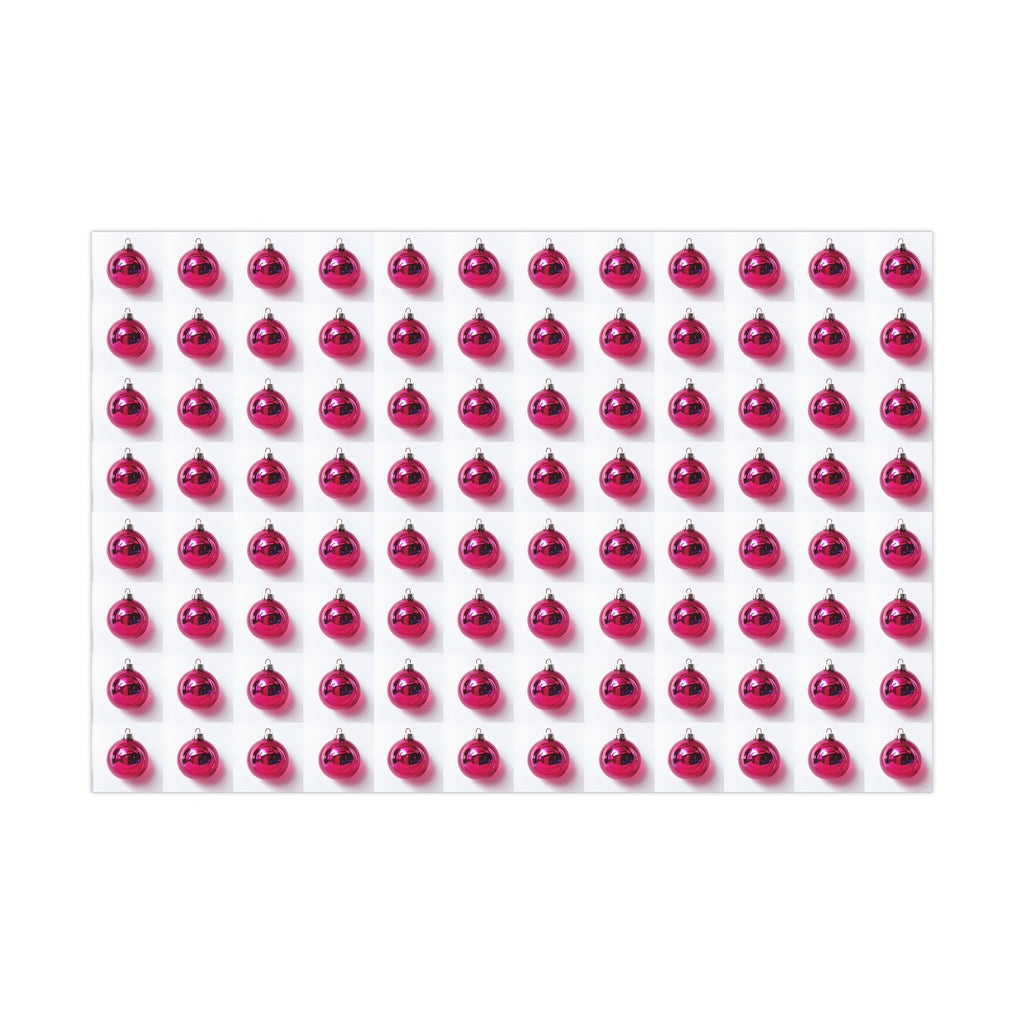 Wrapping Paper, Hot Pink Christmas Ornaments On White Background - Gift Wrap Rolls, Eco-Friendly Gift Wrap, Holiday