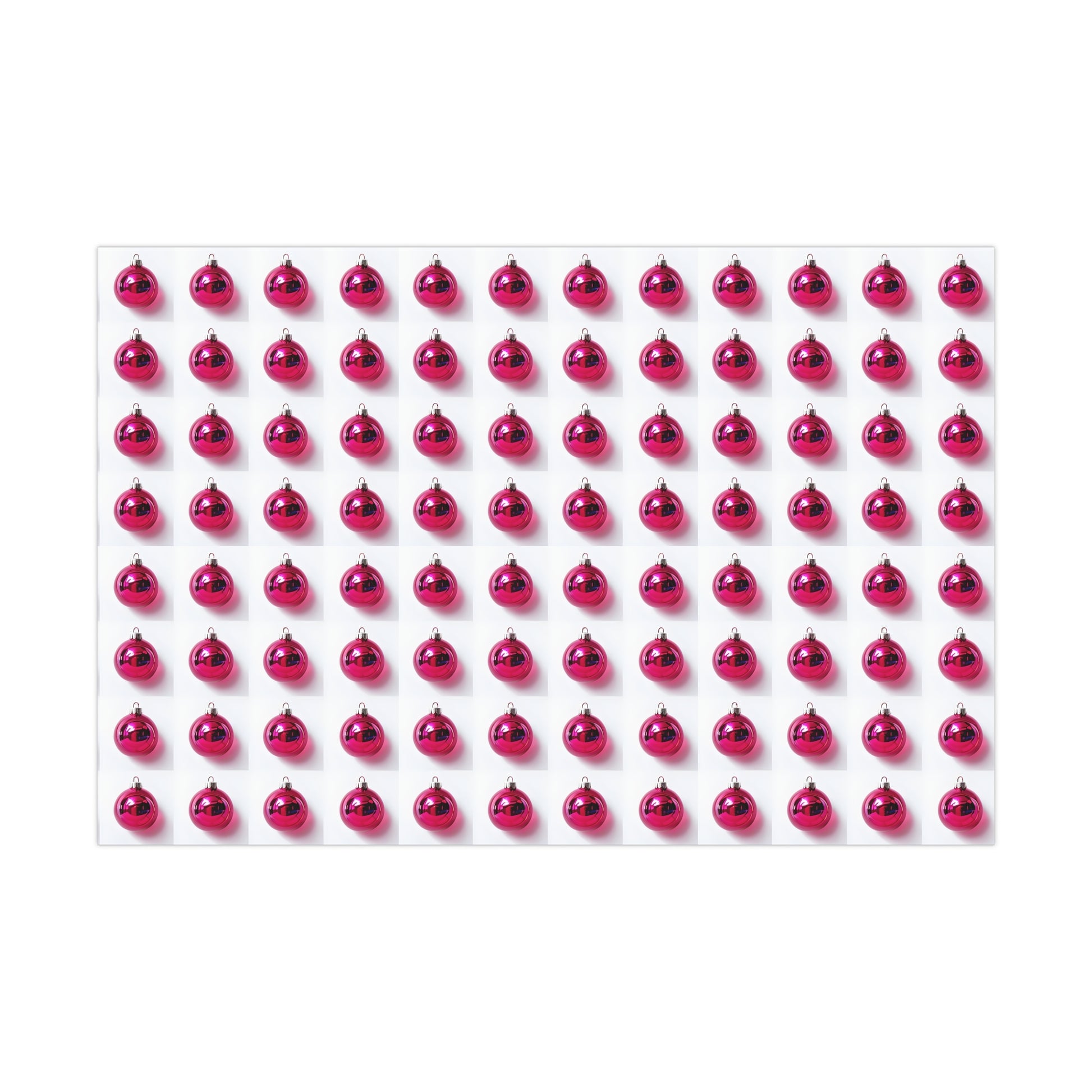 Wrapping Paper, Hot Pink Christmas Ornaments On White Background - Gift Wrap Rolls, Eco-Friendly Gift Wrap, Holiday