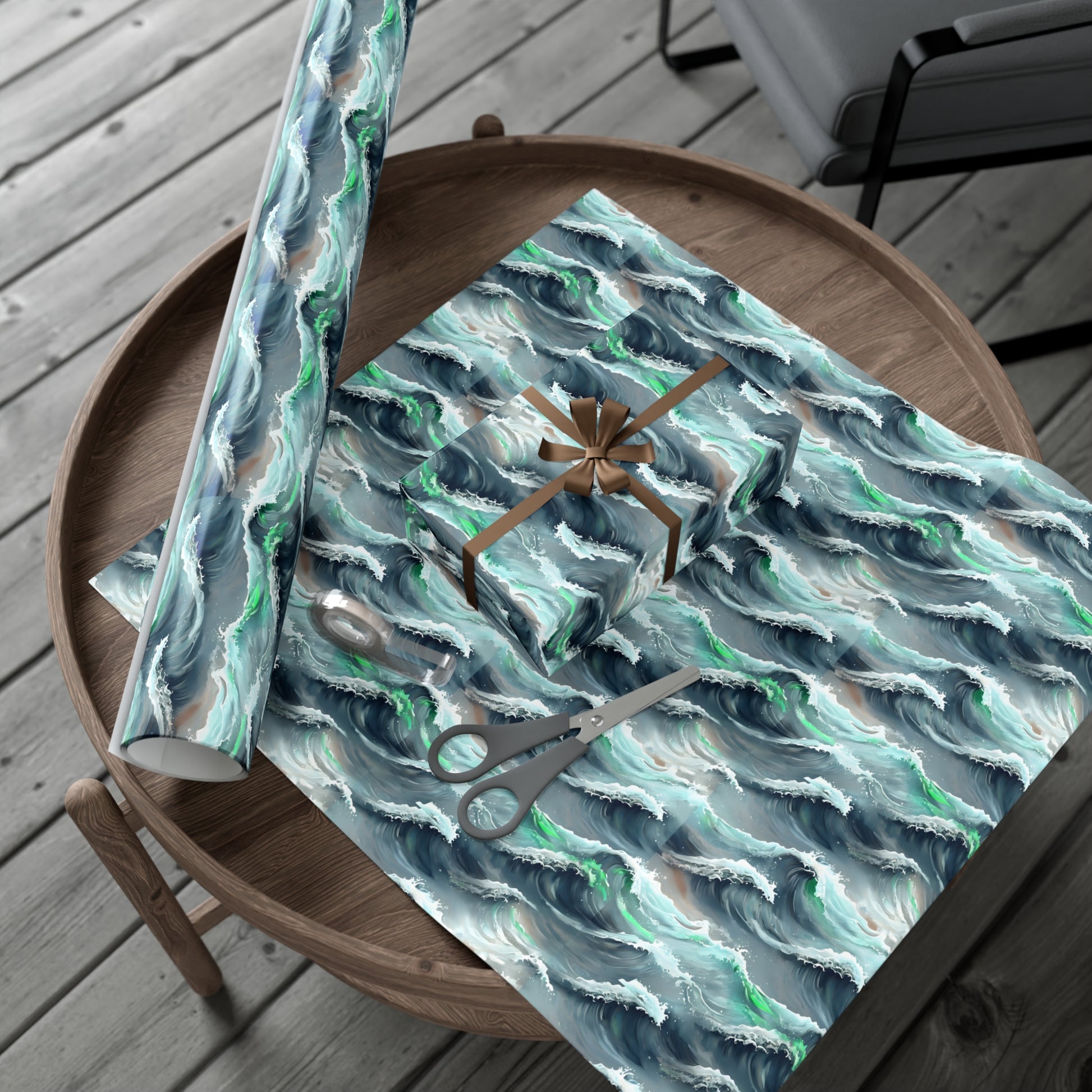 Ocean Waves Gift Wrap, Anime Design, Wrapping Paper Roll, Japanese Inspired Pattern, Gift Wrap Sheets, Birthday Party Supplies