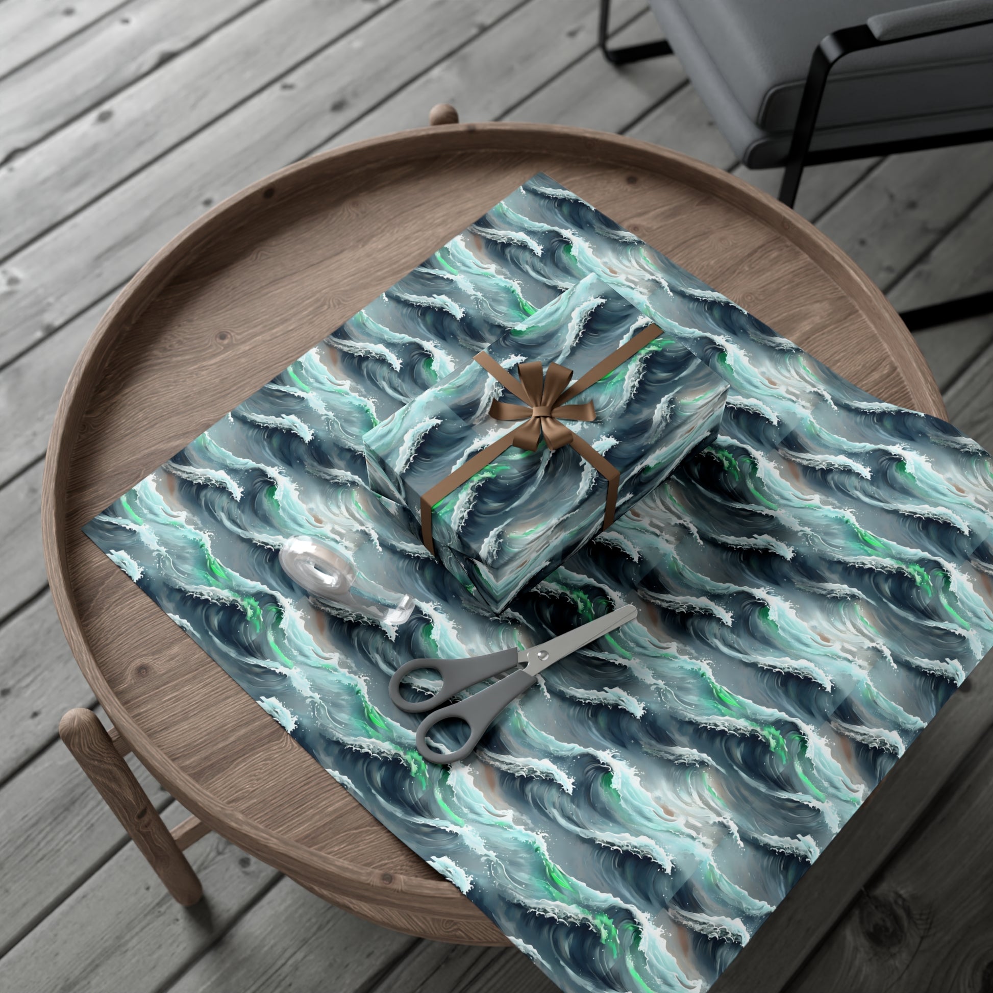 Ocean Waves Gift Wrap, Anime Design, Wrapping Paper Roll, Japanese Inspired Pattern, Gift Wrap Sheets, Birthday Party Supplies