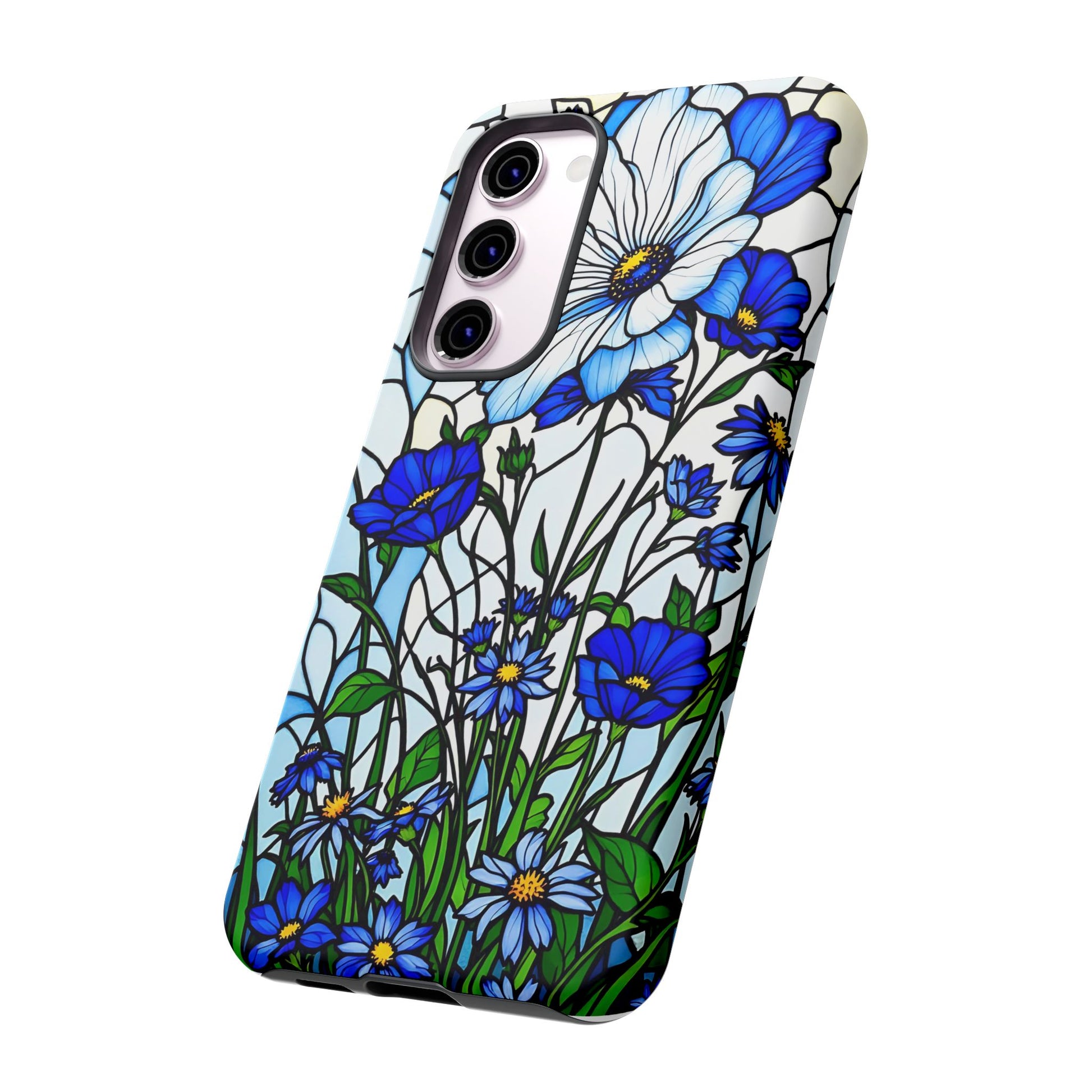 Botanical Stained Glass Tough Case - Floral Phone Cover, Protective Phone Case, Flower Pattern Phone Shell, Nature Inspired Smartphone Case,