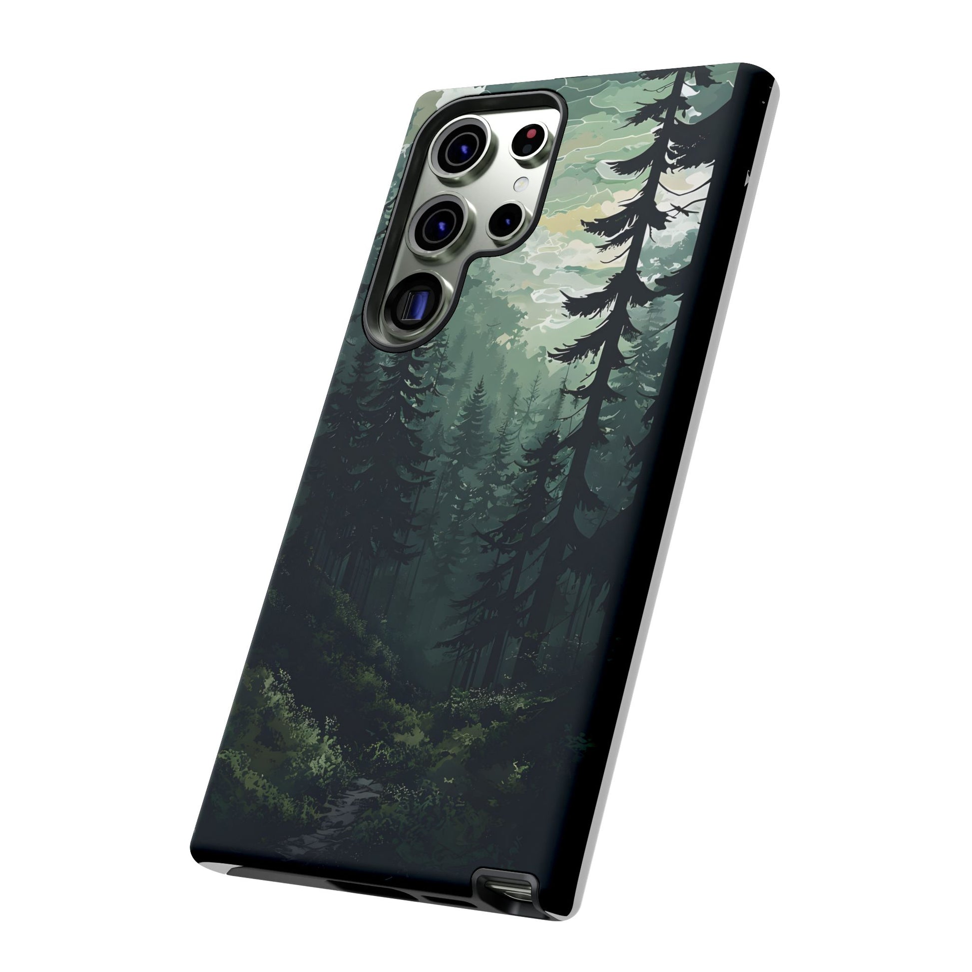 Phone Case, Serene Forest Landscape Digital Illustration Phone Case Cover, Tough Protective Cover, Unique Gift, Trendy