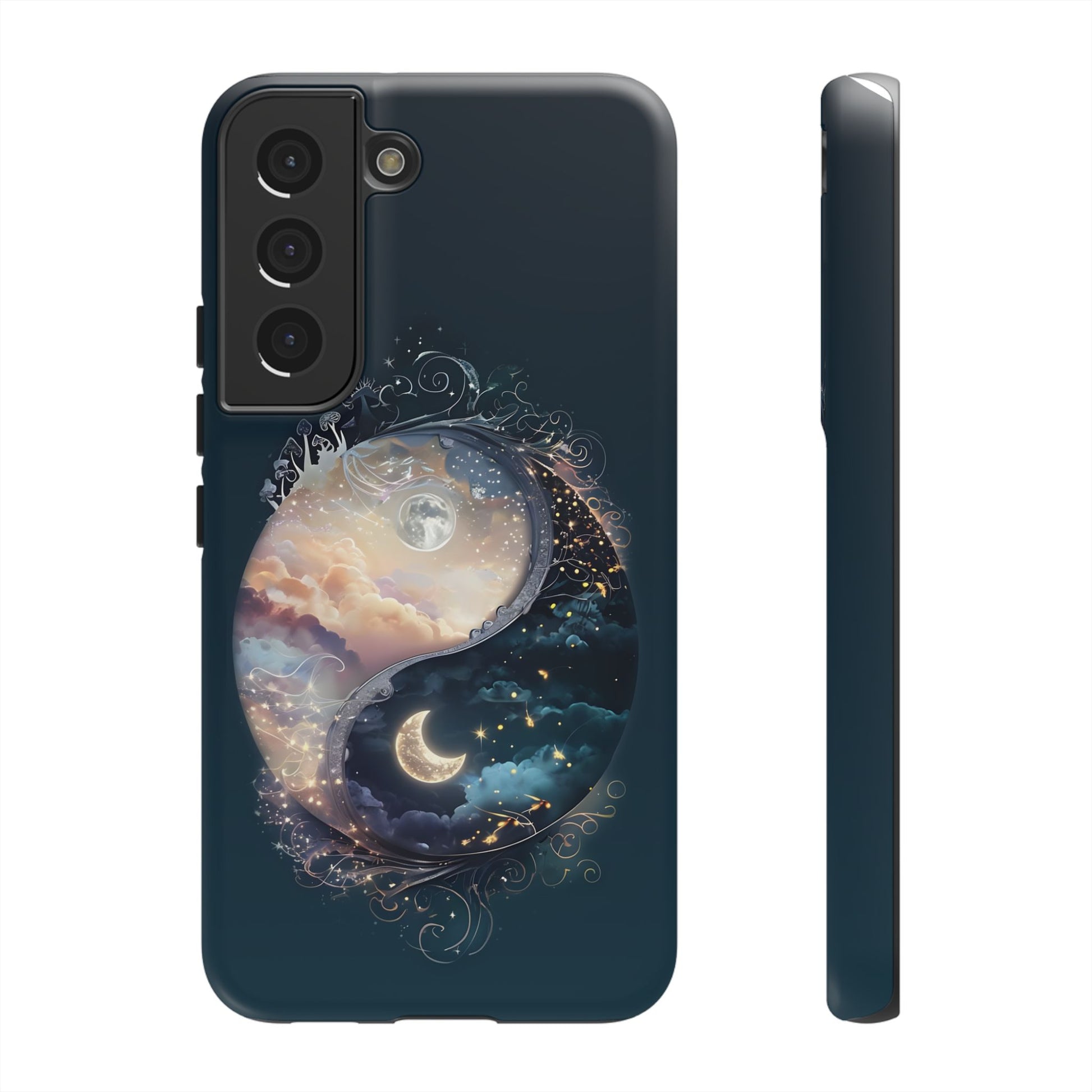 Phone Case, Yin-Yang Symbol Design, Whimsical Day Night Fantasy Print, Protective Cover, Tough Skin, Phone Accessories, Phone Protection