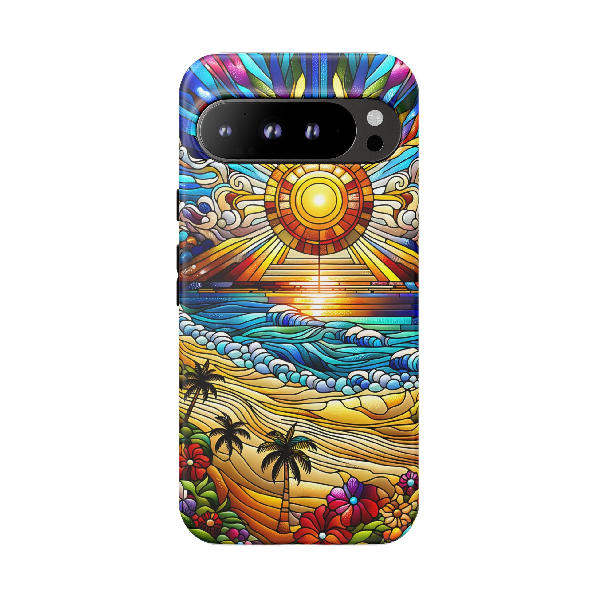 Stained Glass Tough Cases, Protective Phone Case, Nature Inspired Smartphone Cover, Beach Day Summer Accessories, Ocean Lover Gift