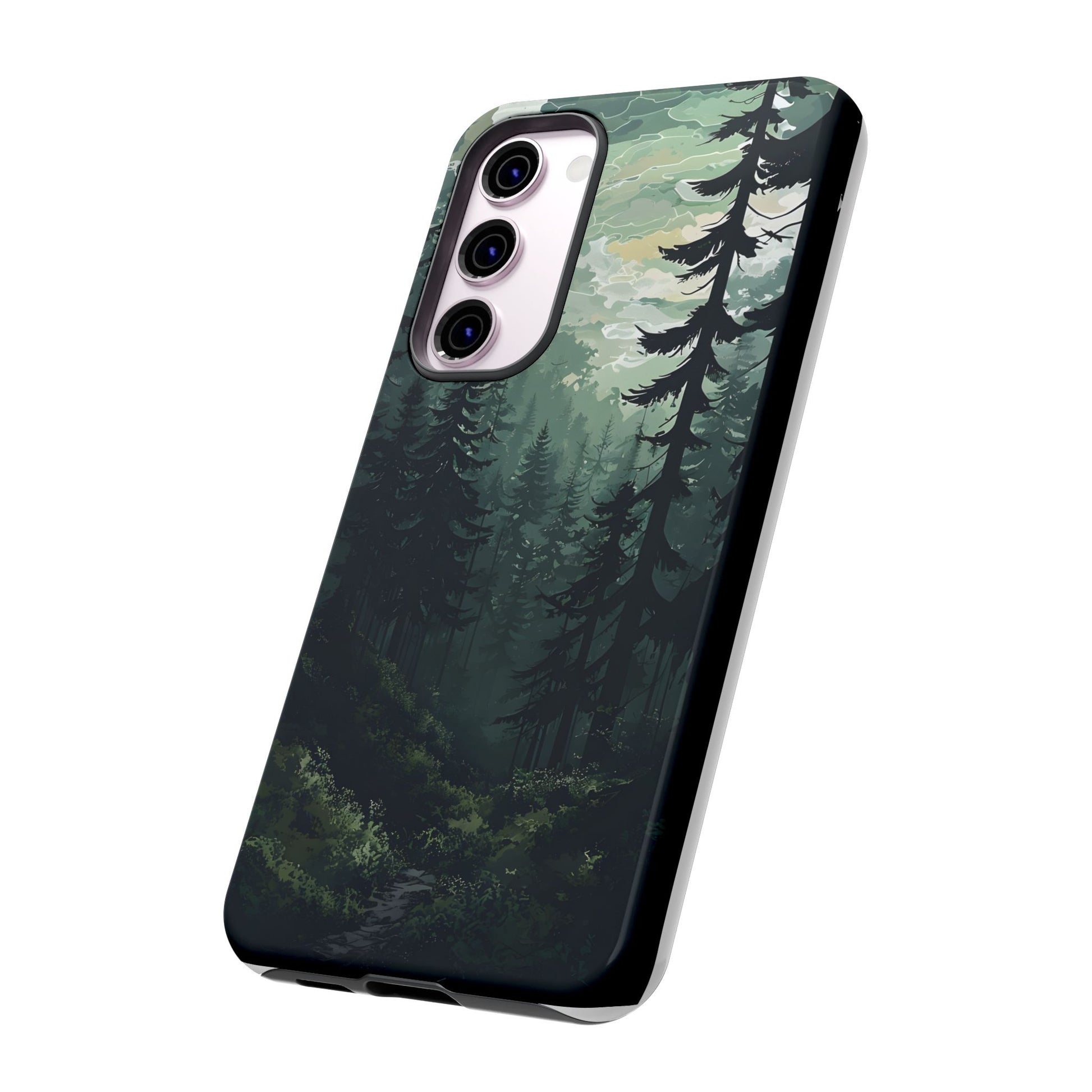 Phone Case, Serene Forest Landscape Digital Illustration Phone Case Cover, Tough Protective Cover, Unique Gift, Trendy