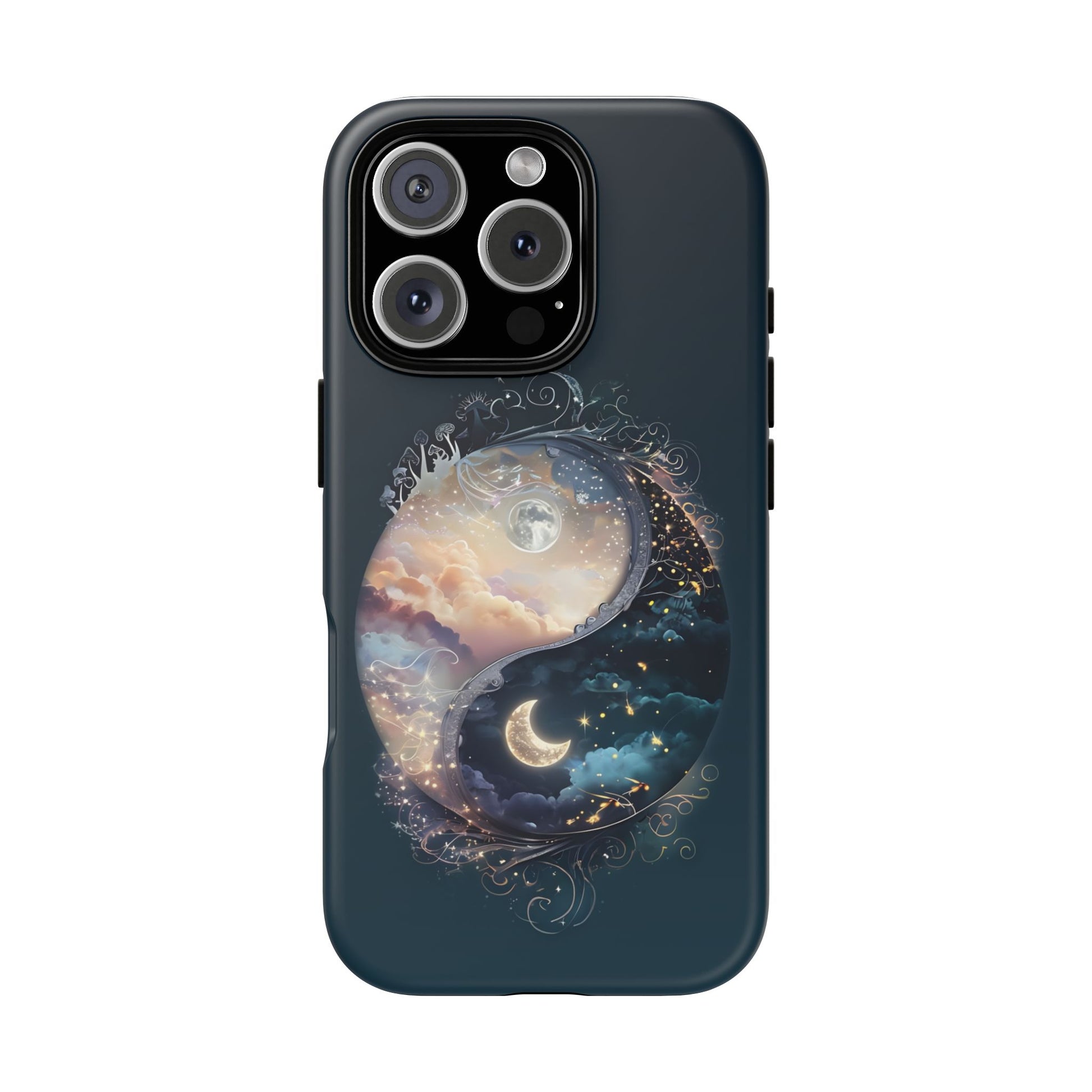 Phone Case, Yin-Yang Symbol Design, Whimsical Day Night Fantasy Print, Protective Cover, Tough Skin, Phone Accessories, Phone Protection
