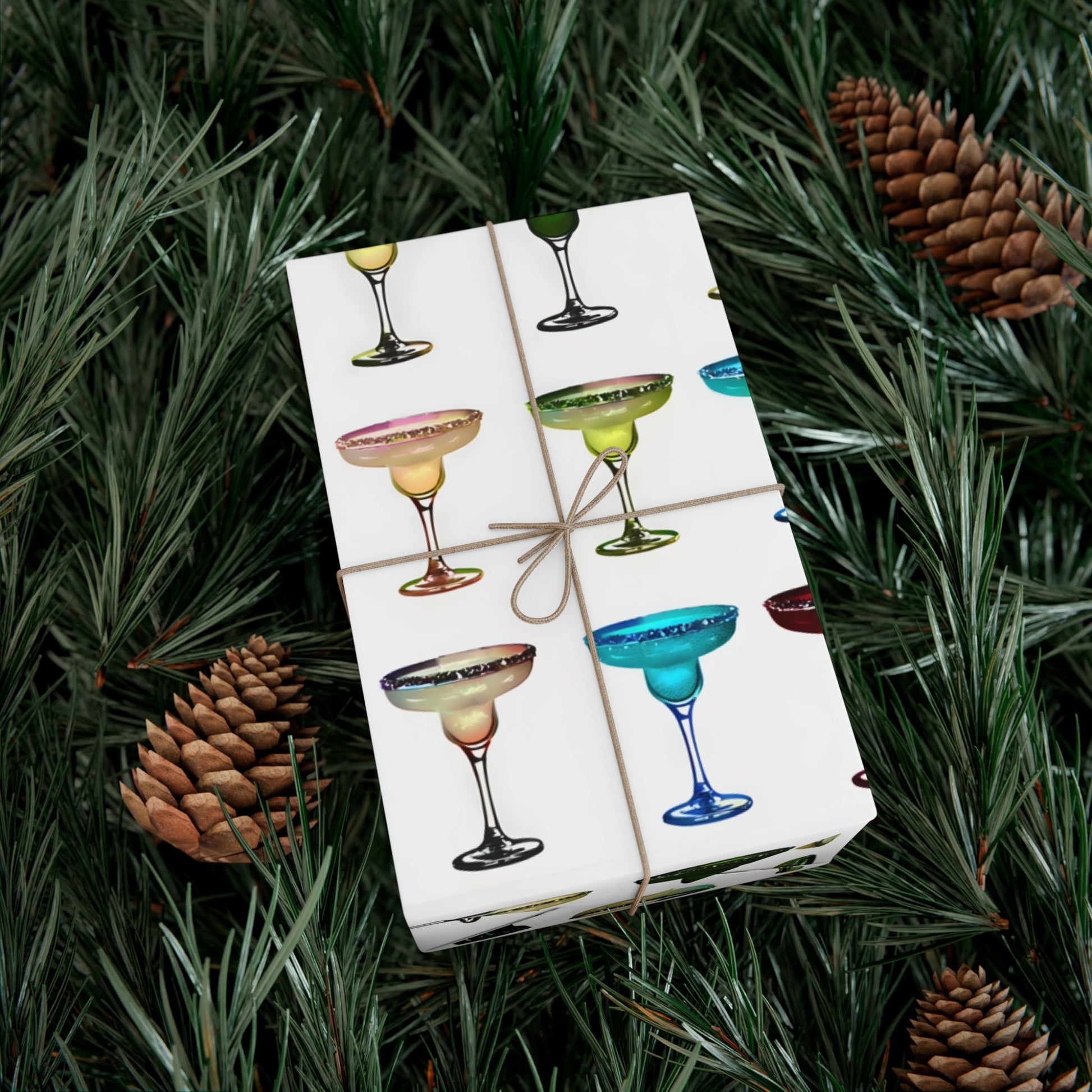 Wrapping Paper, Colorful Margaritas On White Background - Gift Wrap Rolls, Eco-Friendly Gift Wrap, Holiday