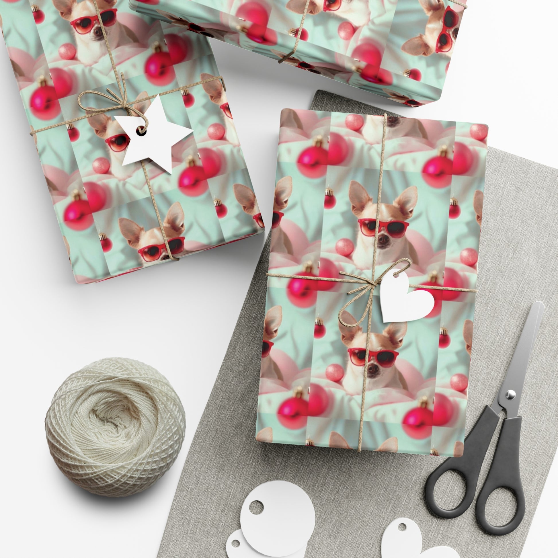 Gift Wrap Papers, Chihuahua In Sunglasses Over Soft Pastel - Wrapping Sheets, Cute Dog Lover Gift, Animal Print, Pet Owner Supplies, Pastel