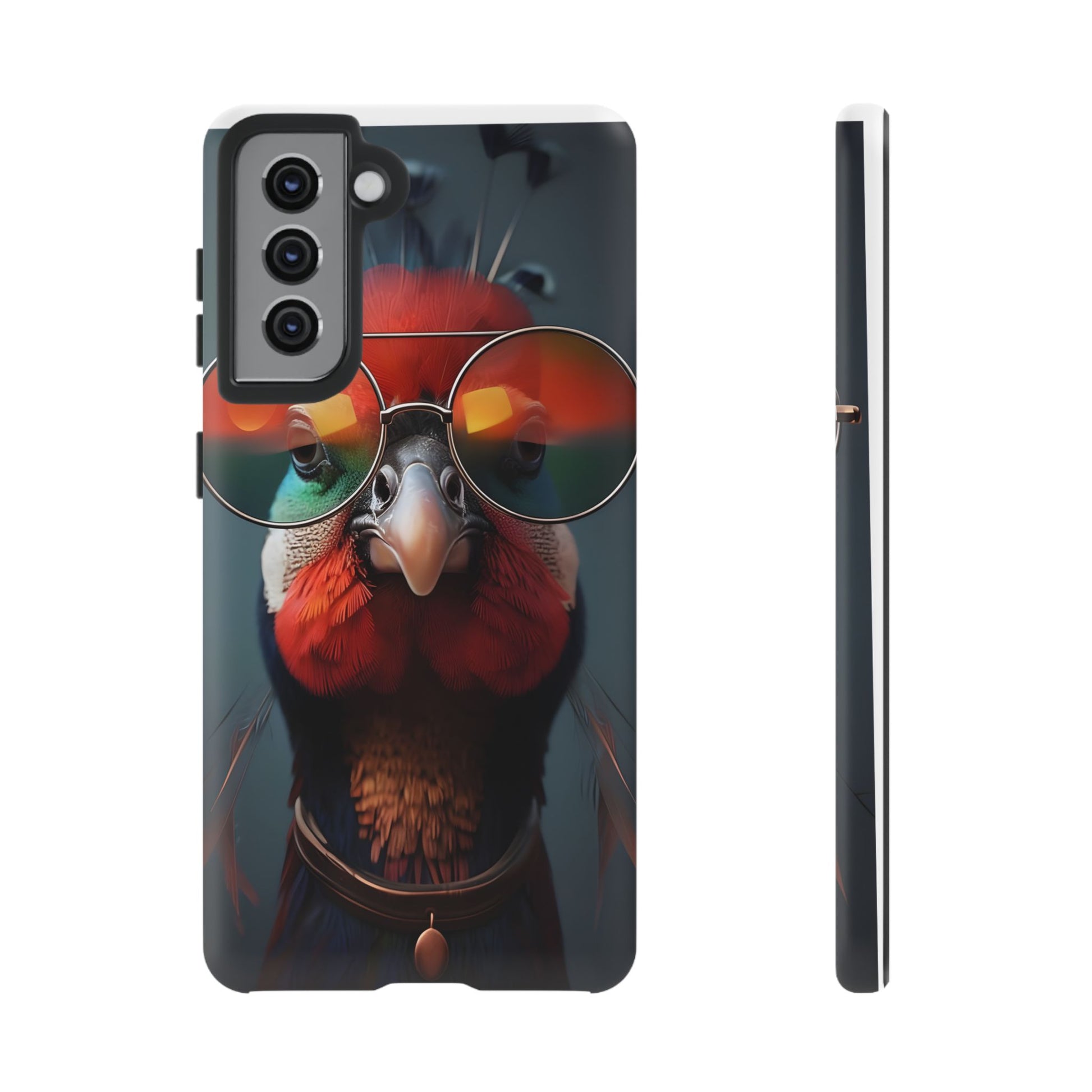 Phone Cases, Bright Exotic Bird in Cool Sunglasses, Protective Tough Cover, Tropical Animal Print, Unique Gift for Bird Lovers, Accessories