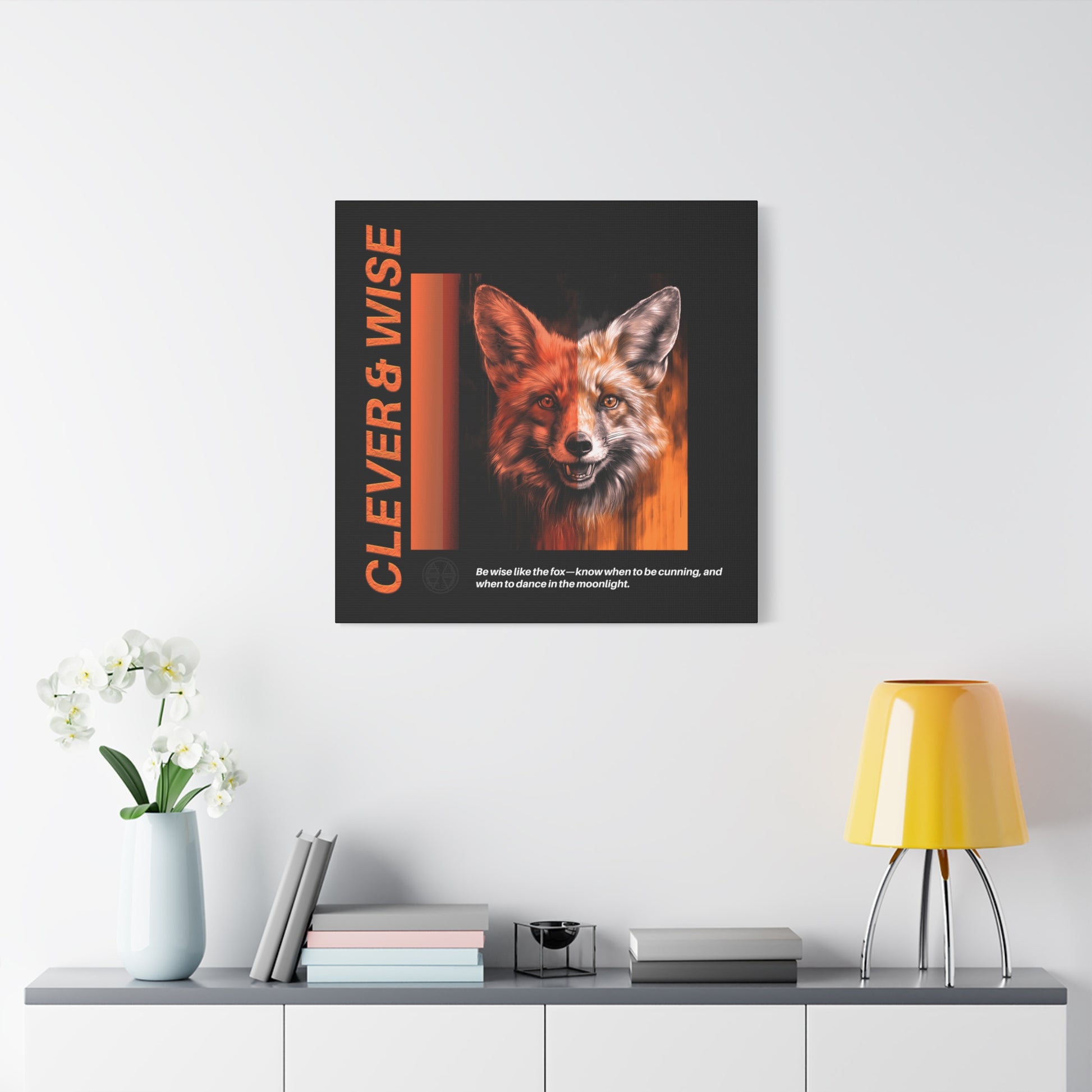 Fox Canvas Art, Inspirational & Wise Wall Decor, Nature Gift, Wildlife, Abstract Animal Artwork, Clever Motivational Matte Canvas