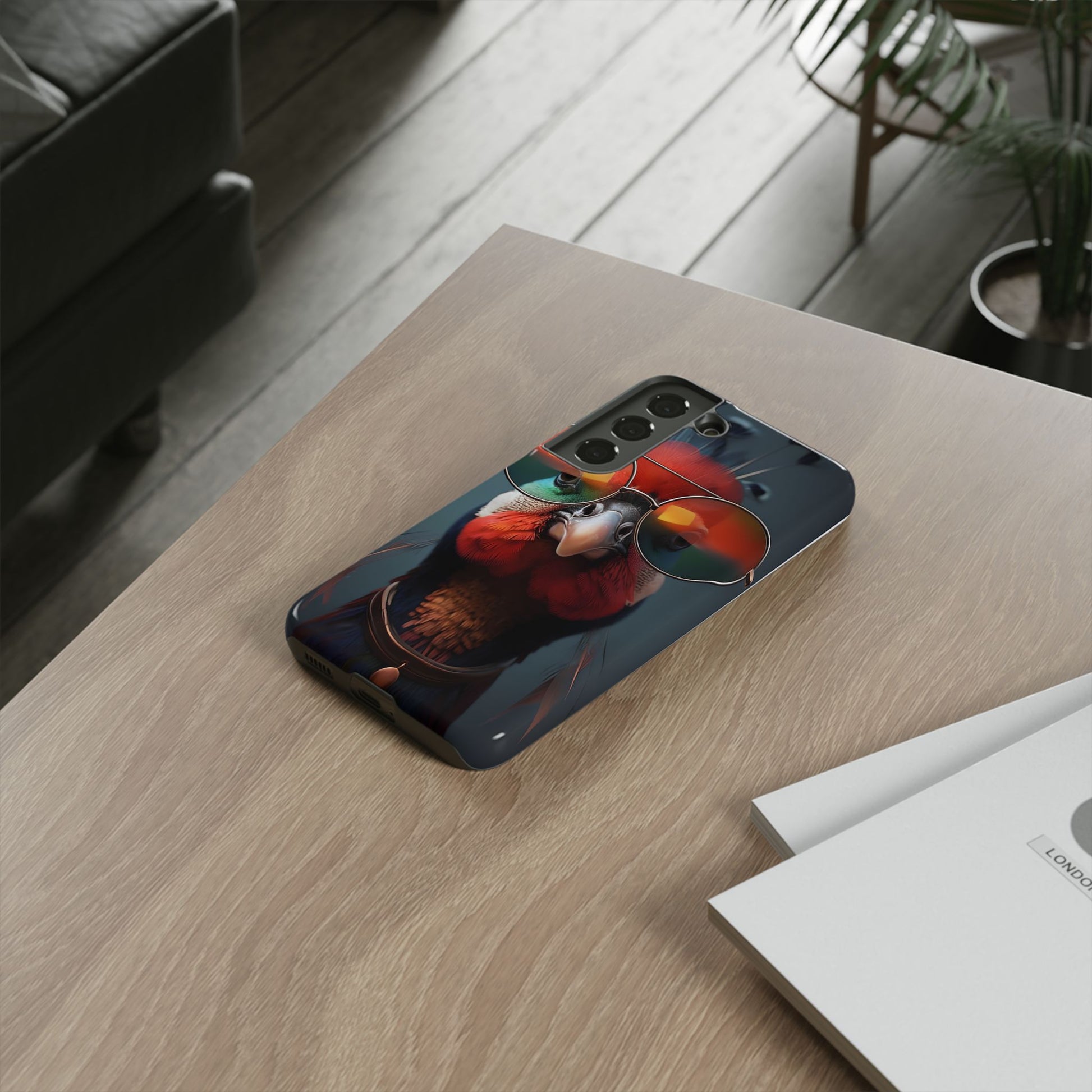 Phone Cases, Bright Exotic Bird in Cool Sunglasses, Protective Tough Cover, Tropical Animal Print, Unique Gift for Bird Lovers, Accessories