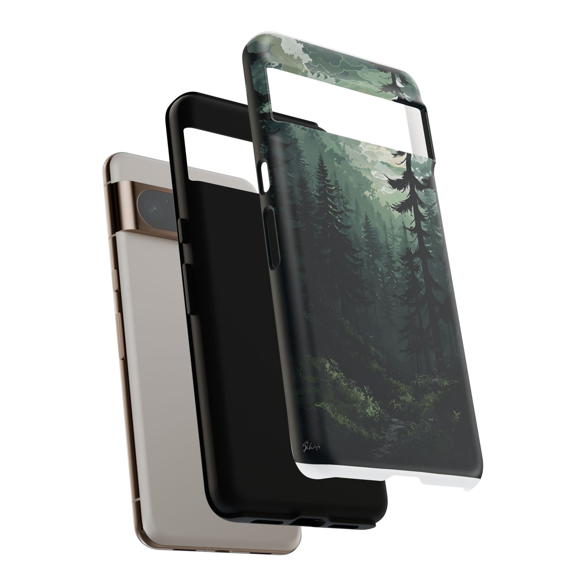 Phone Case, Serene Forest Landscape Digital Illustration Phone Case Cover, Tough Protective Cover, Unique Gift, Trendy