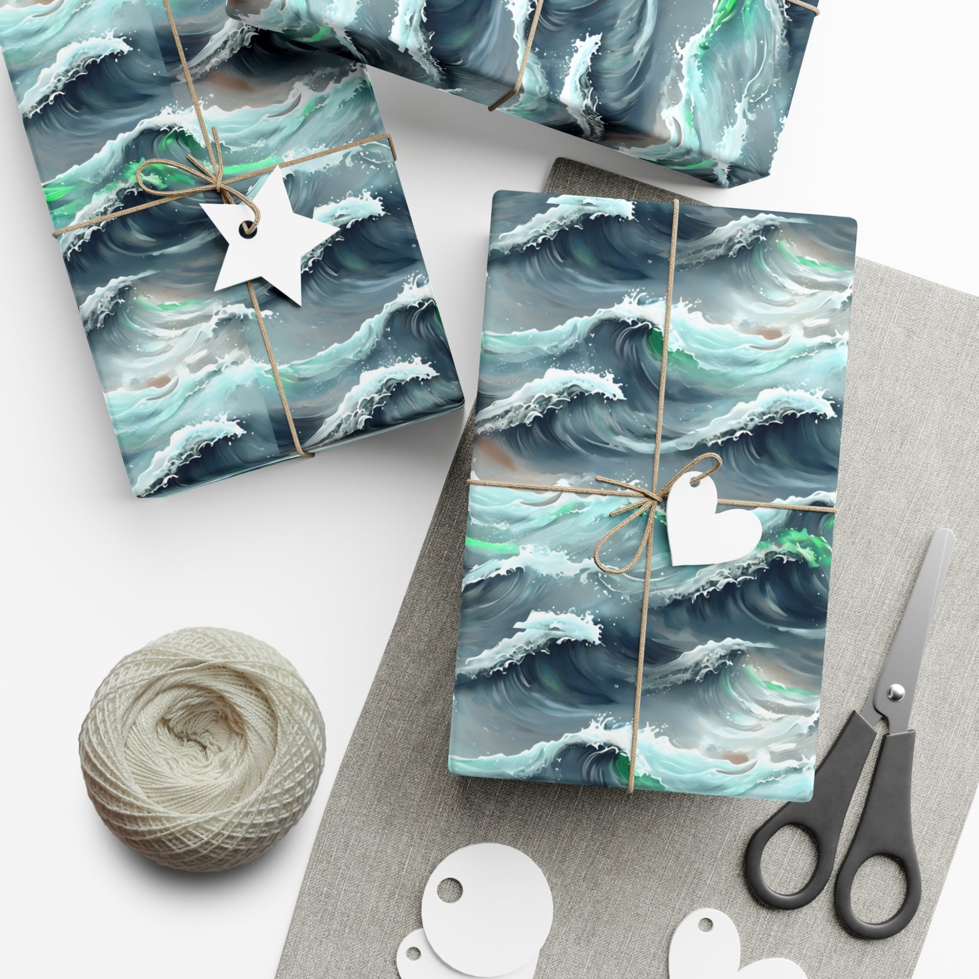 Ocean Waves Gift Wrap, Anime Design, Wrapping Paper Roll, Japanese Inspired Pattern, Gift Wrap Sheets, Birthday Party Supplies