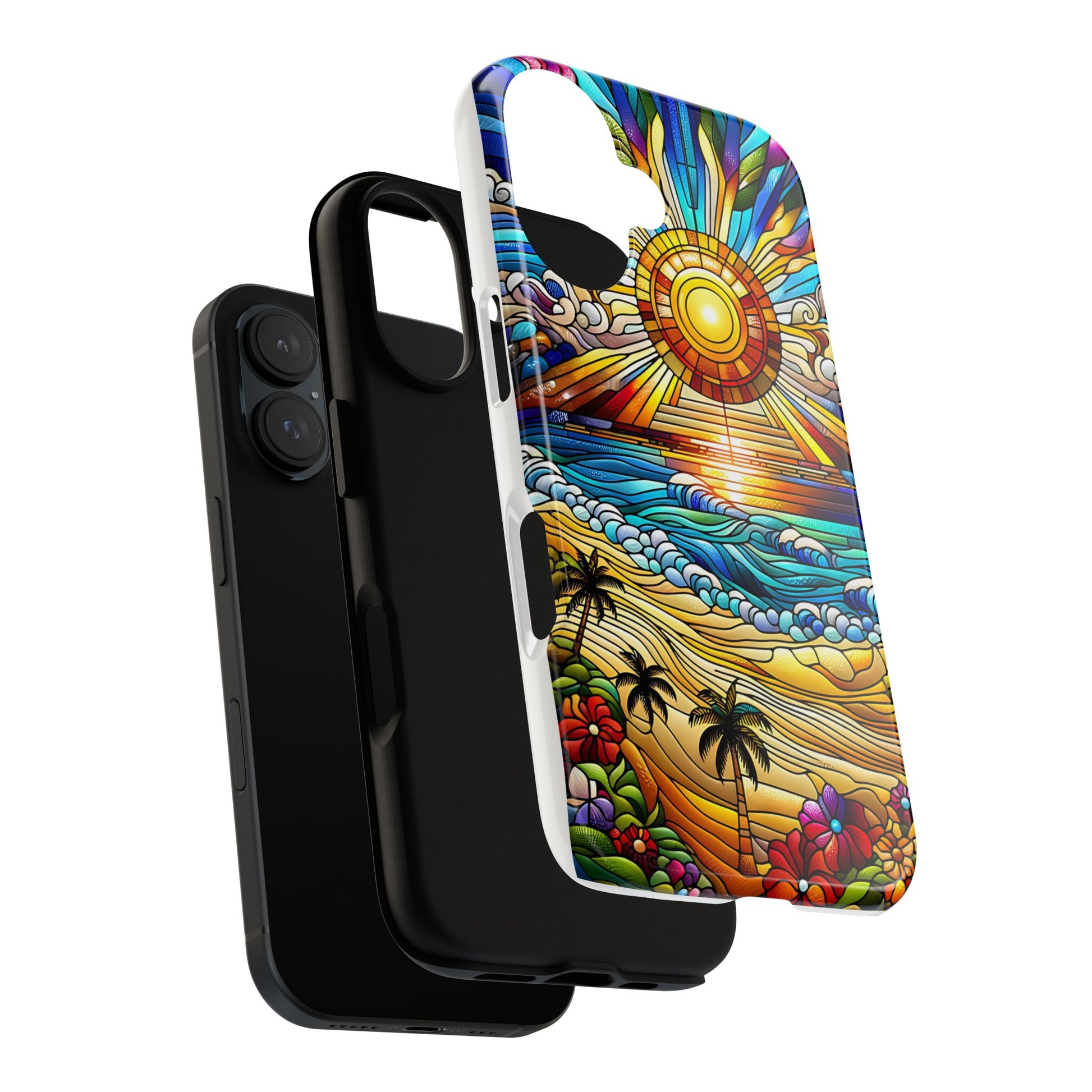 Stained Glass Tough Cases, Protective Phone Case, Nature Inspired Smartphone Cover, Beach Day Summer Accessories, Ocean Lover Gift