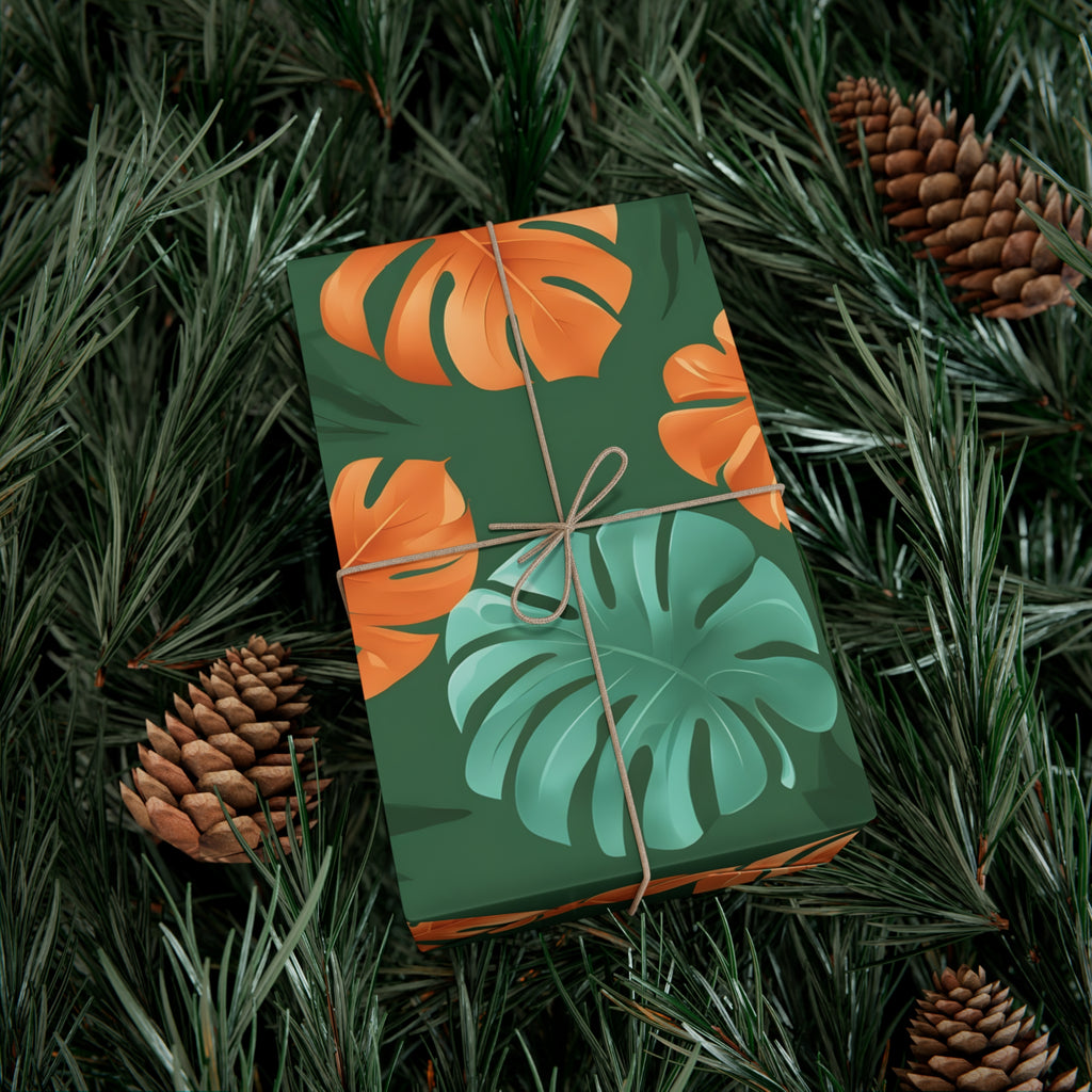 Wrapping Paper, Tropical Monstera Leaf Gift Wrap, Botanical Pattern Sheets, Colorful Holiday Gift Wrap, Jungle Party Wrap Roll, Leafy