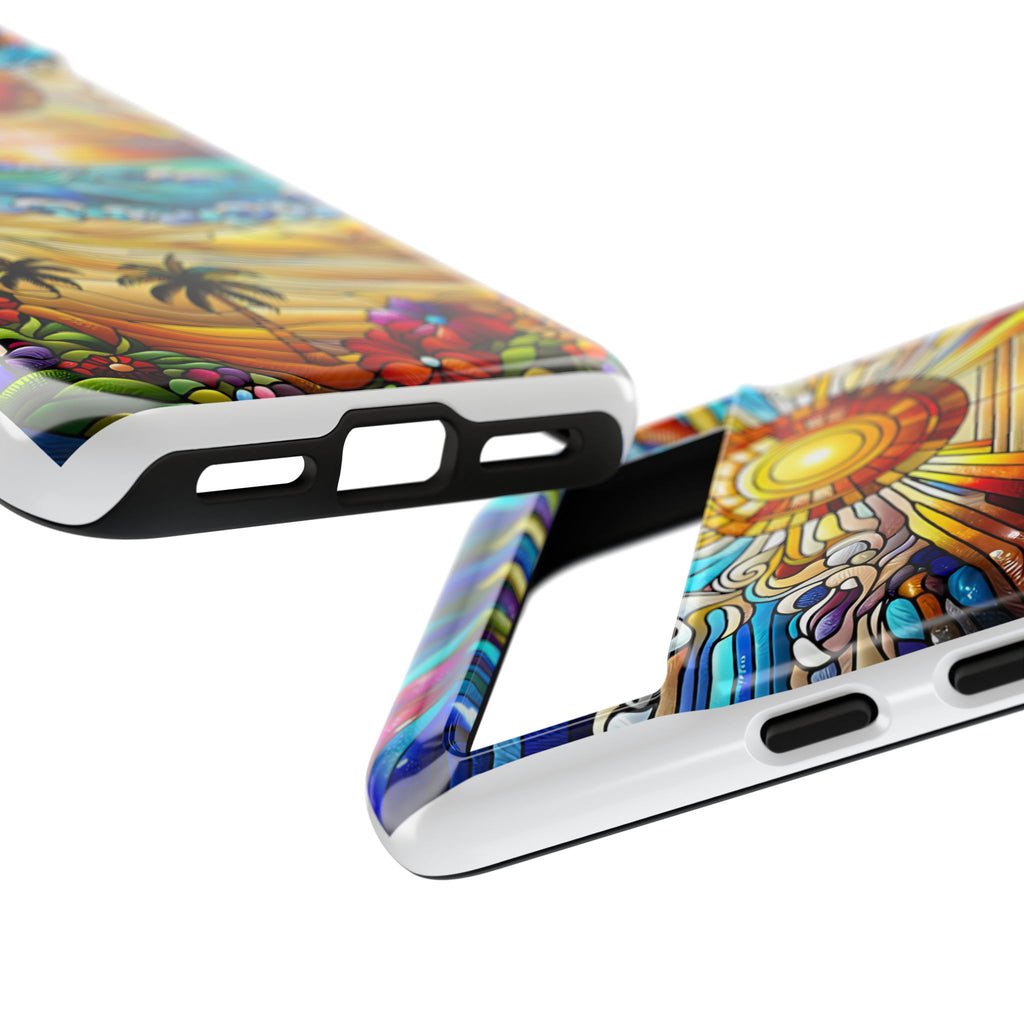 Stained Glass Tough Cases, Protective Phone Case, Nature Inspired Smartphone Cover, Beach Day Summer Accessories, Ocean Lover Gift