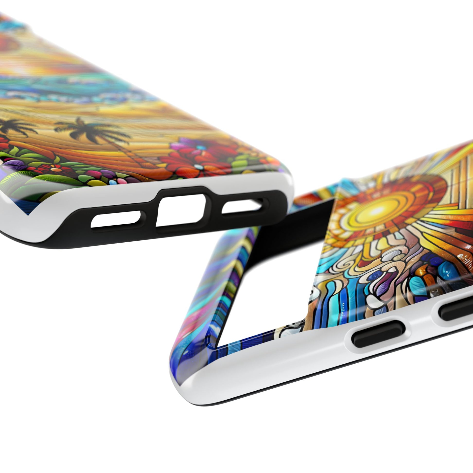 Stained Glass Tough Cases, Protective Phone Case, Nature Inspired Smartphone Cover, Beach Day Summer Accessories, Ocean Lover Gift