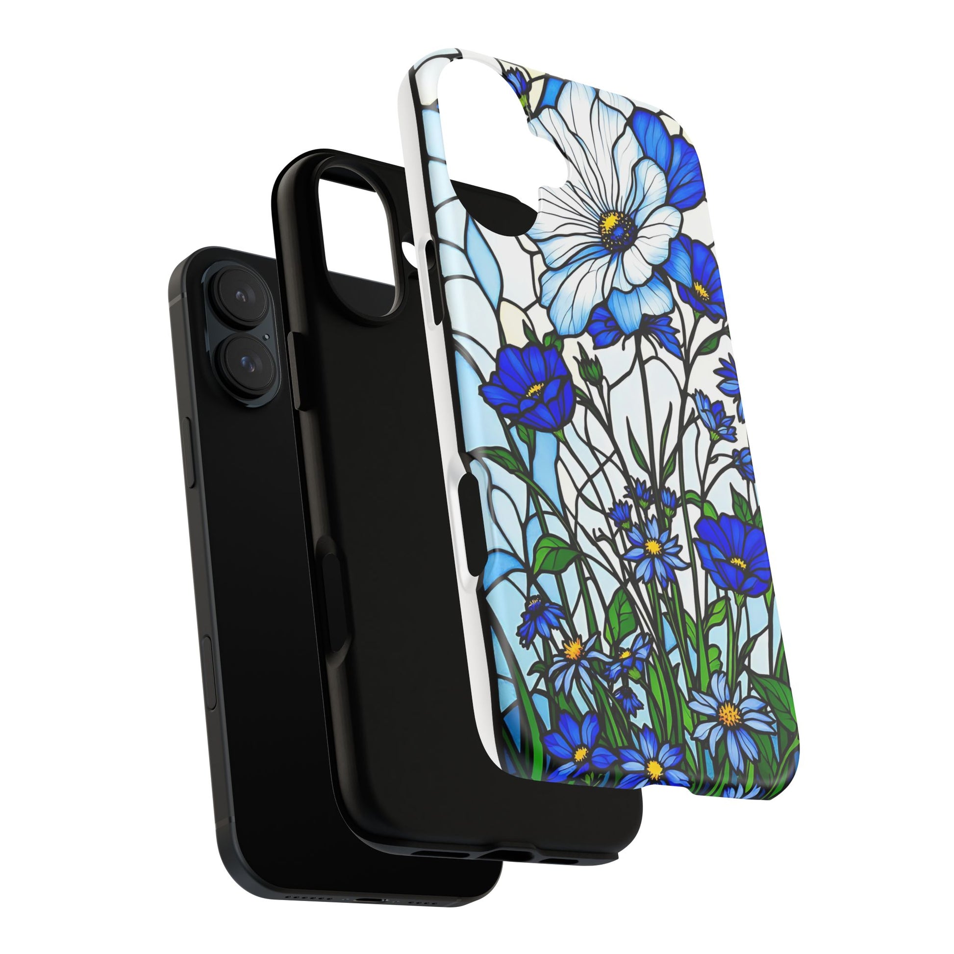 Botanical Stained Glass Tough Case - Floral Phone Cover, Protective Phone Case, Flower Pattern Phone Shell, Nature Inspired Smartphone Case,