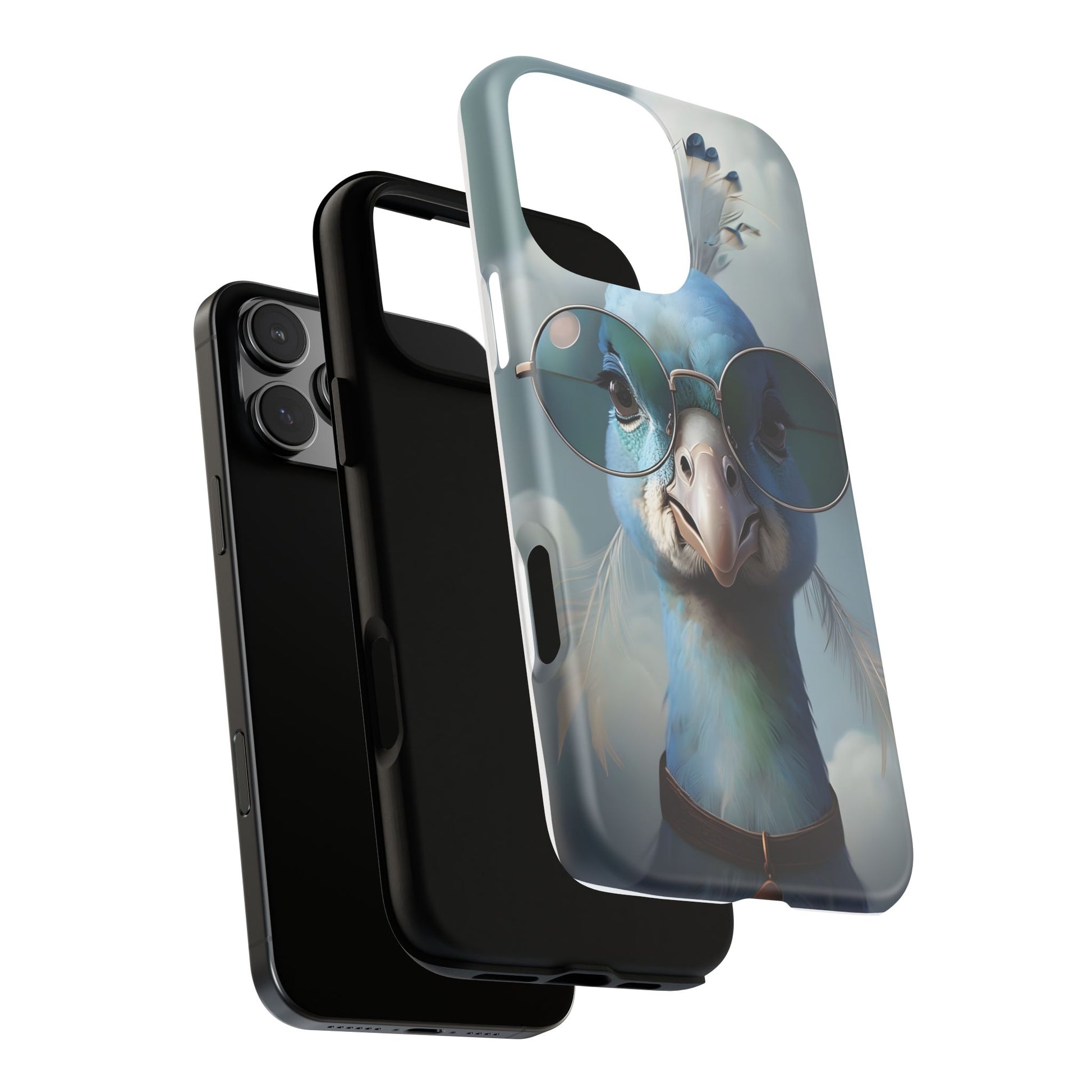 Phone Case, Glamorous Peacock Wearing Sunglasses - Protective Cover, Unique Gift, Trendy Accessories, Animal Lover, Fashionable Mobile Shell