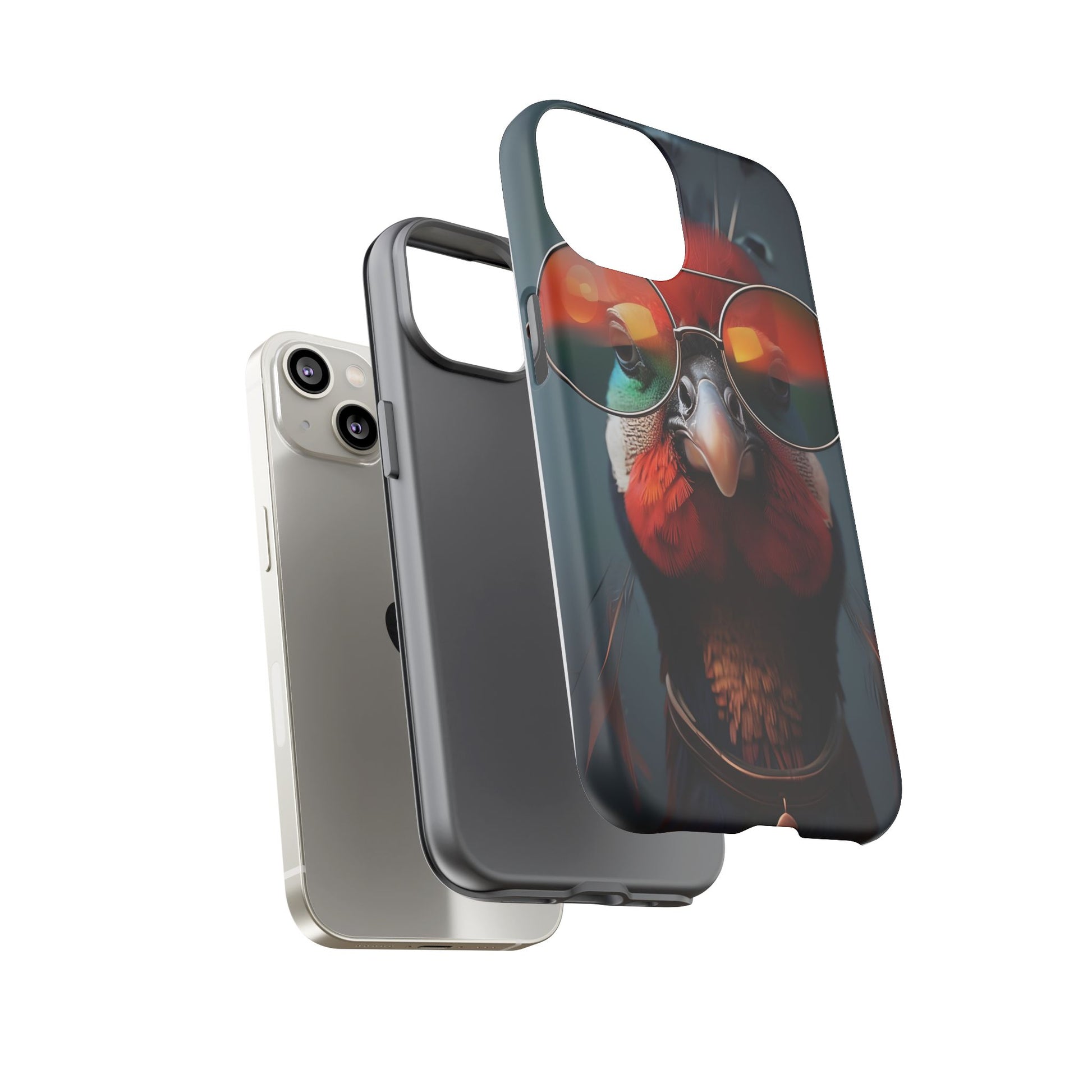 Phone Cases, Bright Exotic Bird in Cool Sunglasses, Protective Tough Cover, Tropical Animal Print, Unique Gift for Bird Lovers, Accessories