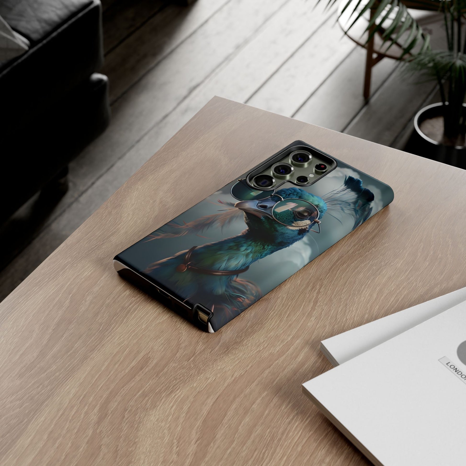 Phone Case, Peacock Design, Neon Lighting, Unique Gift, Hard Shell Cover, Protective Sleeve