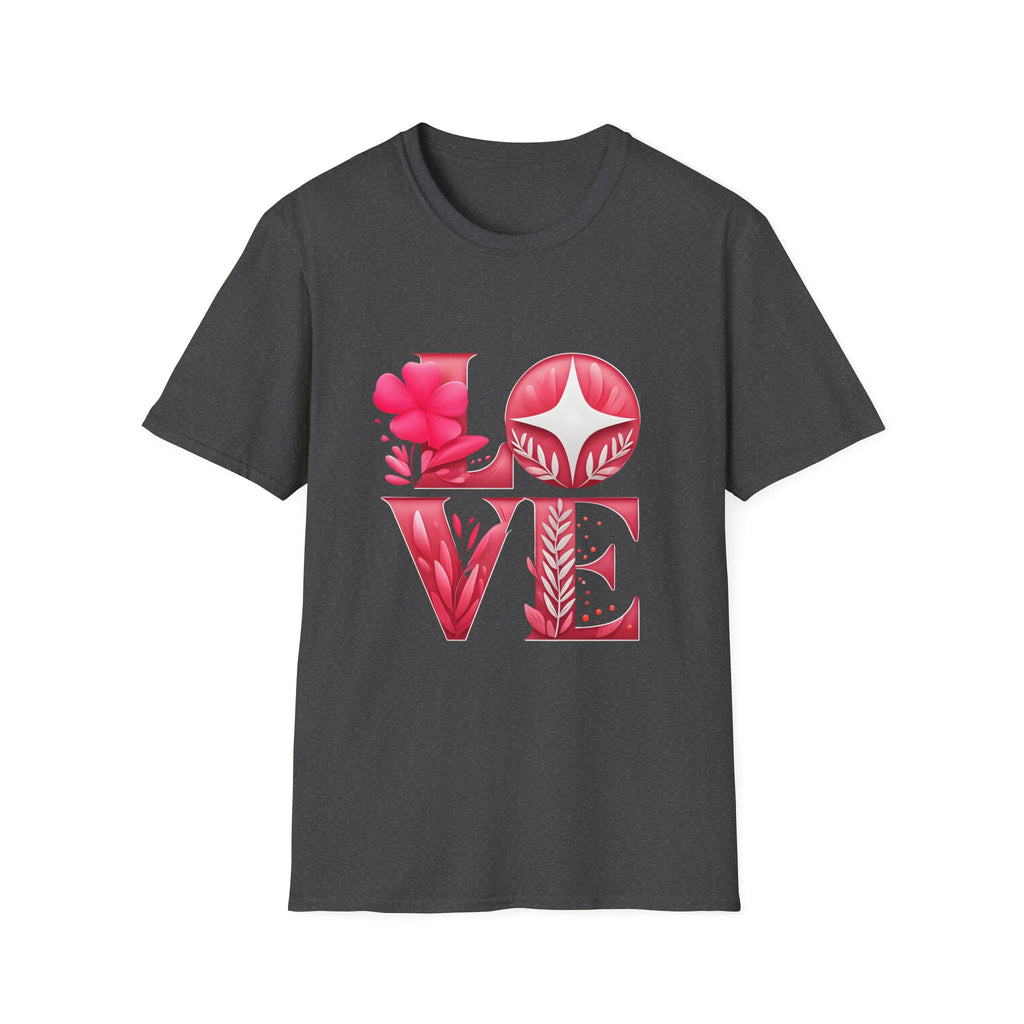 Love Typography Floral T-Shirt, Romantic Graphic Tee, Gift for Her, Valentine's Day Shirt, Spring Fashion Top