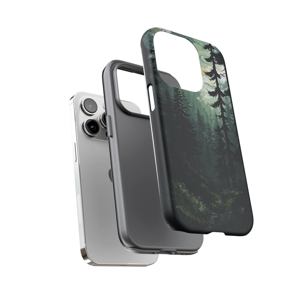 Phone Case, Serene Forest Landscape Digital Illustration Phone Case Cover, Tough Protective Cover, Unique Gift, Trendy