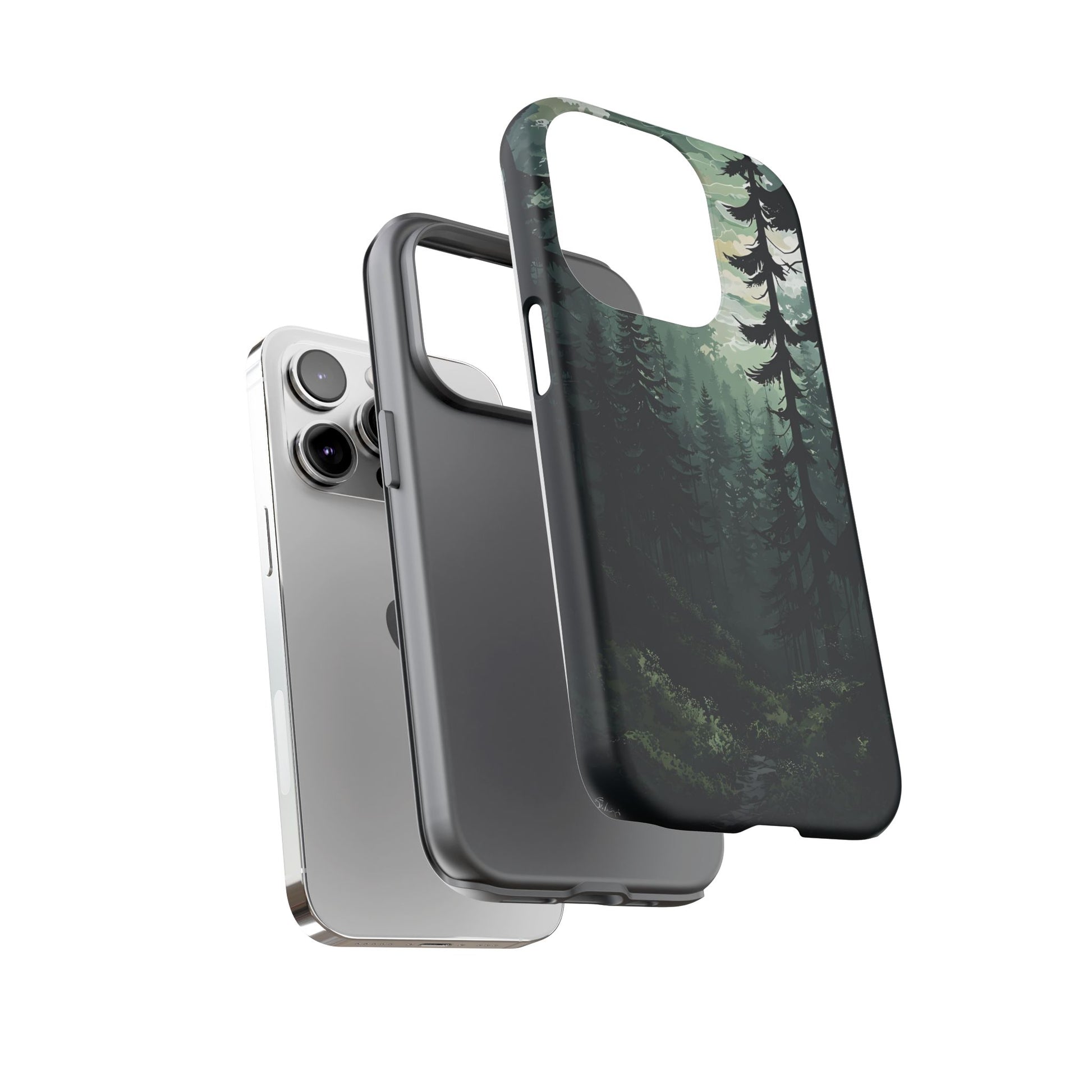 Phone Case, Serene Forest Landscape Digital Illustration Phone Case Cover, Tough Protective Cover, Unique Gift, Trendy
