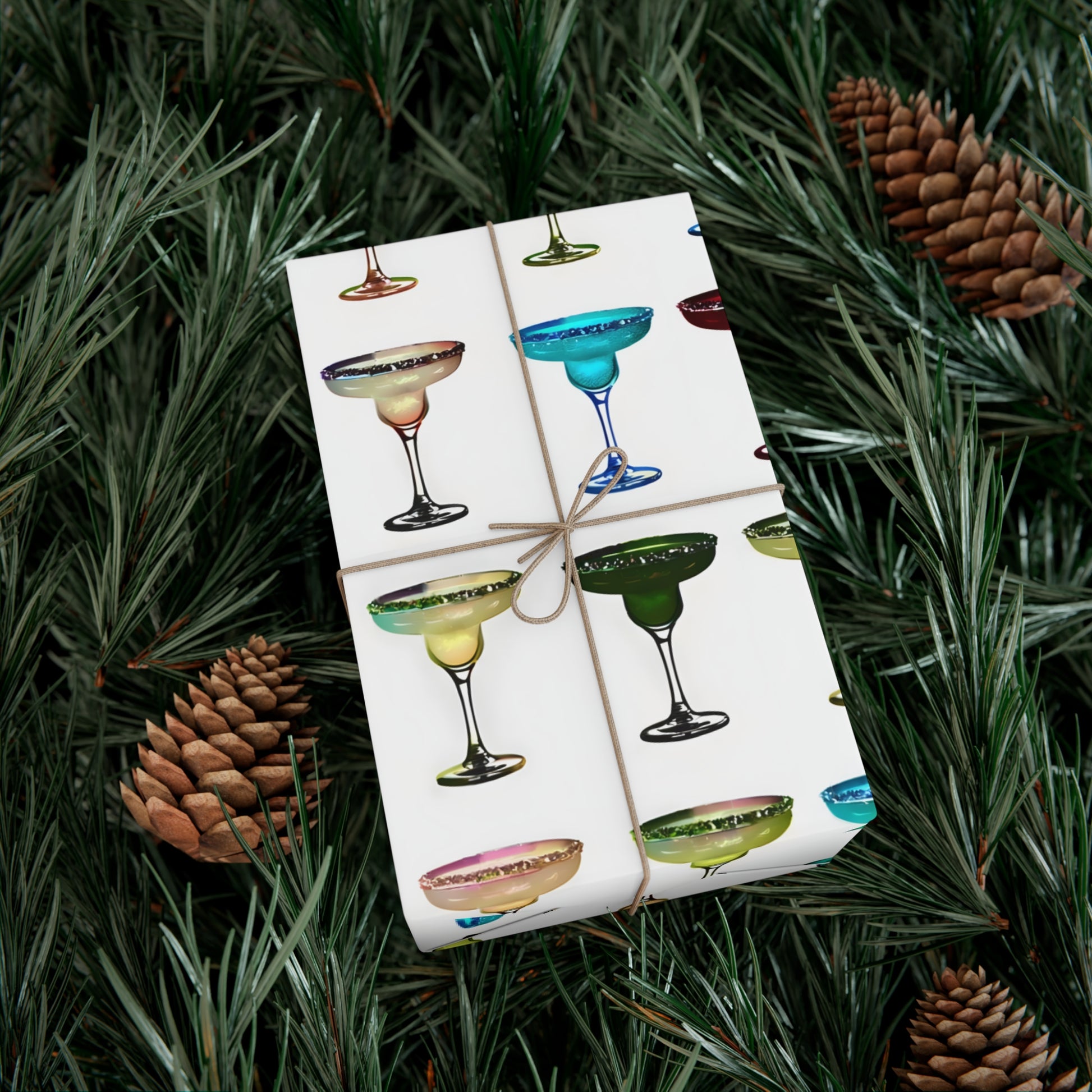 Wrapping Paper, Colorful Margaritas On White Background - Gift Wrap Rolls, Eco-Friendly Gift Wrap, Holiday
