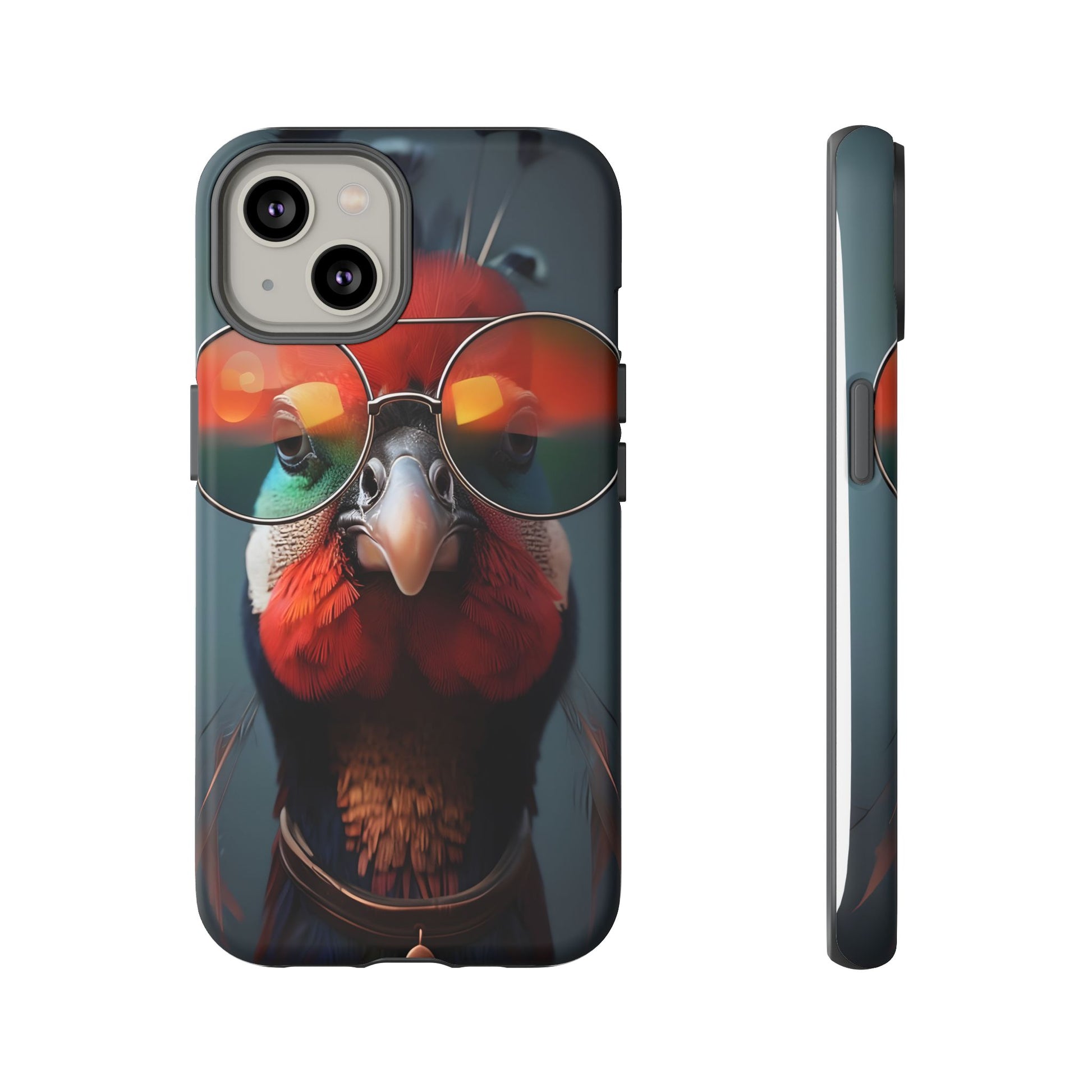 Phone Cases, Bright Exotic Bird in Cool Sunglasses, Protective Tough Cover, Tropical Animal Print, Unique Gift for Bird Lovers, Accessories