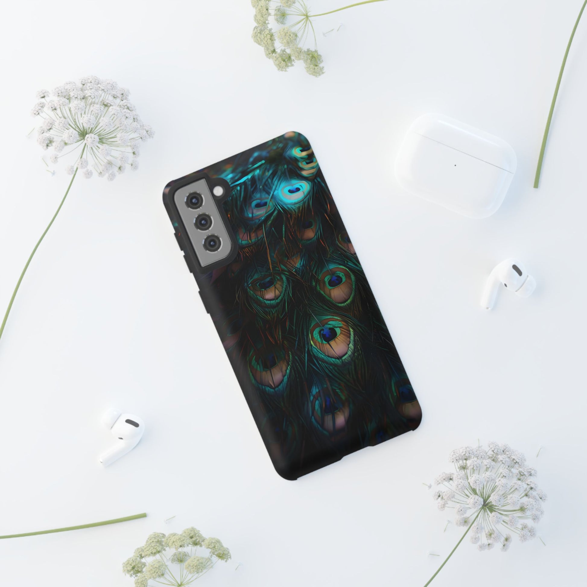 Phone Case, Close Up Peacock Feathers Design, Protective Cover, Unique Gift, Stylish Accessory, Nature Lover Gift, Feather Print Case