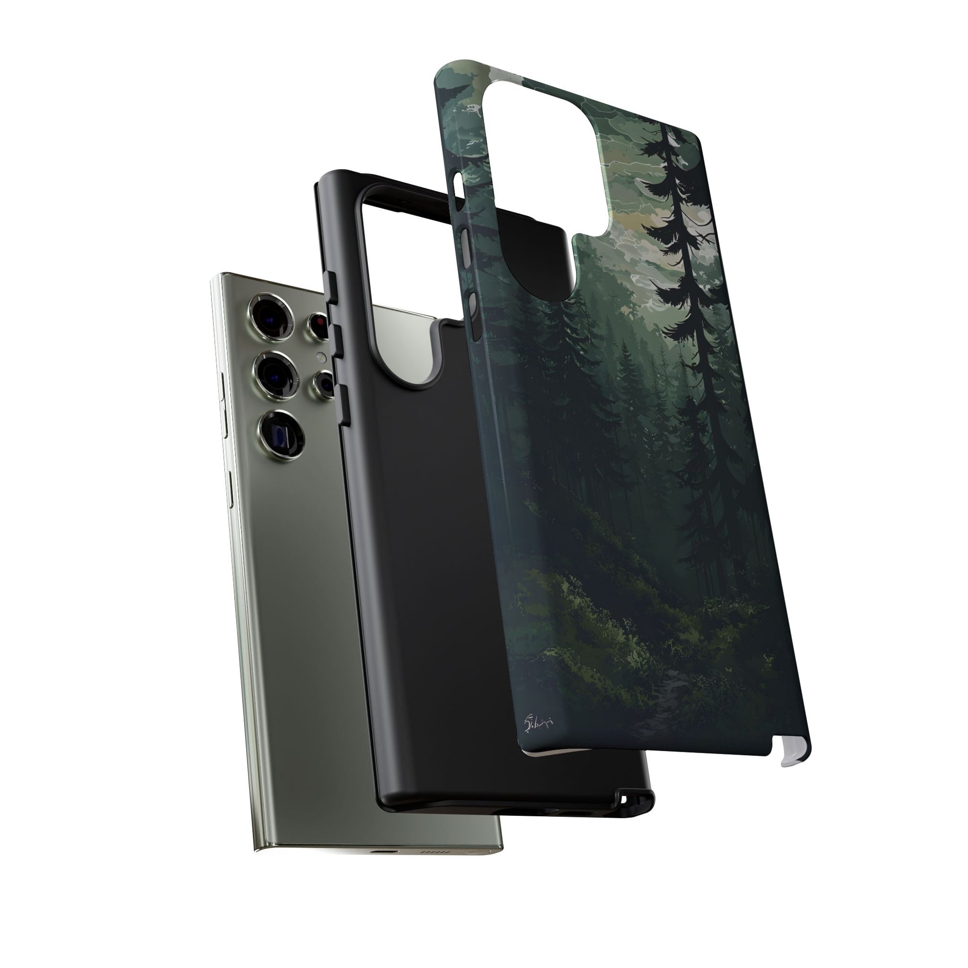 Phone Case, Serene Forest Landscape Digital Illustration Phone Case Cover, Tough Protective Cover, Unique Gift, Trendy